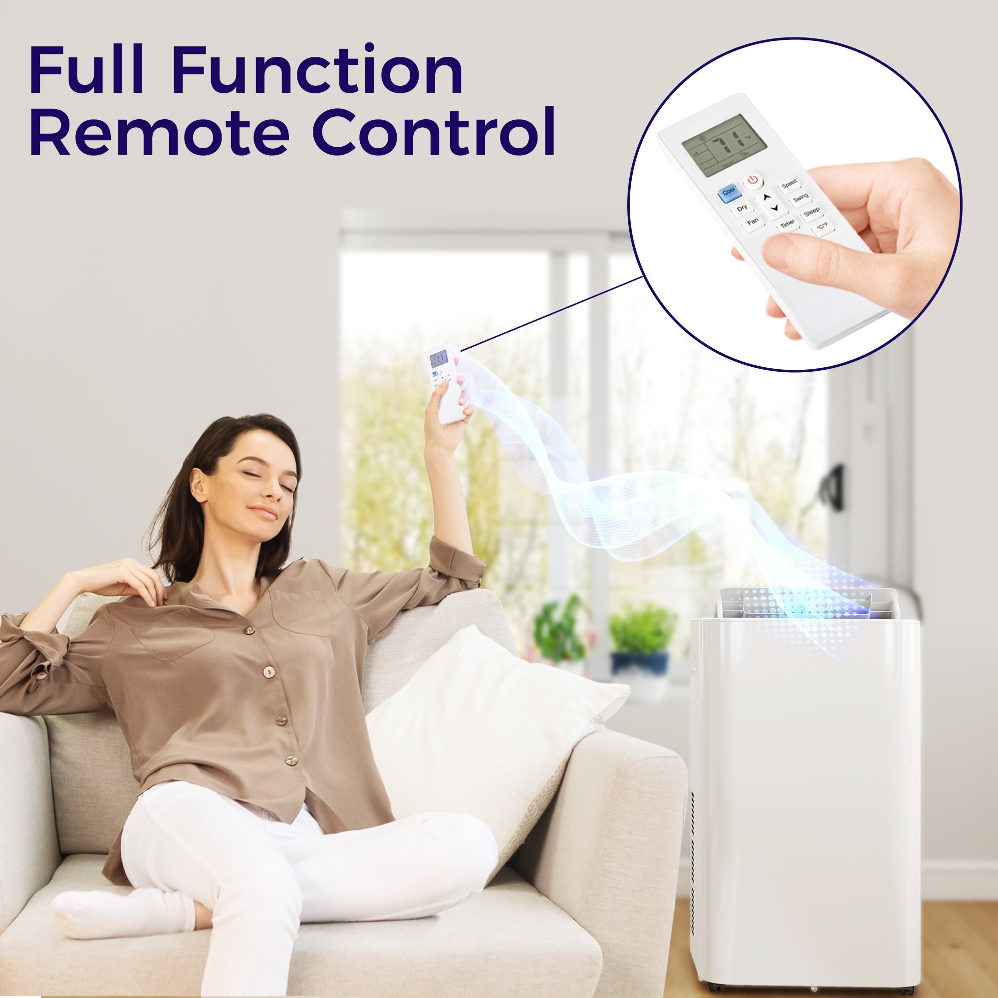 12000 BTU Portable Air Conditioner with Remote Control, Free Standing AC Unit with Built-in Cool, Dehumidifier, Fan Modes for Room Up to 550 Sq.Ft., 24 Hour Timer, Window Installation Kit