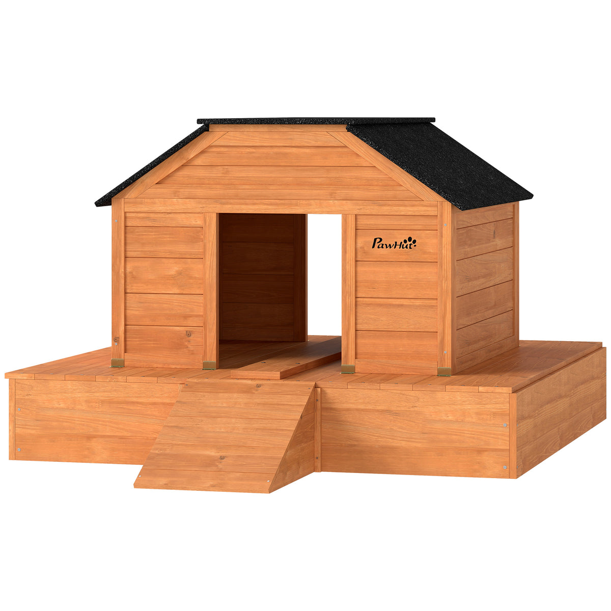 Floating Duck Coop, Wooden Duck House with Ramp and Waterproof Asphalt Roof, Small Animal House