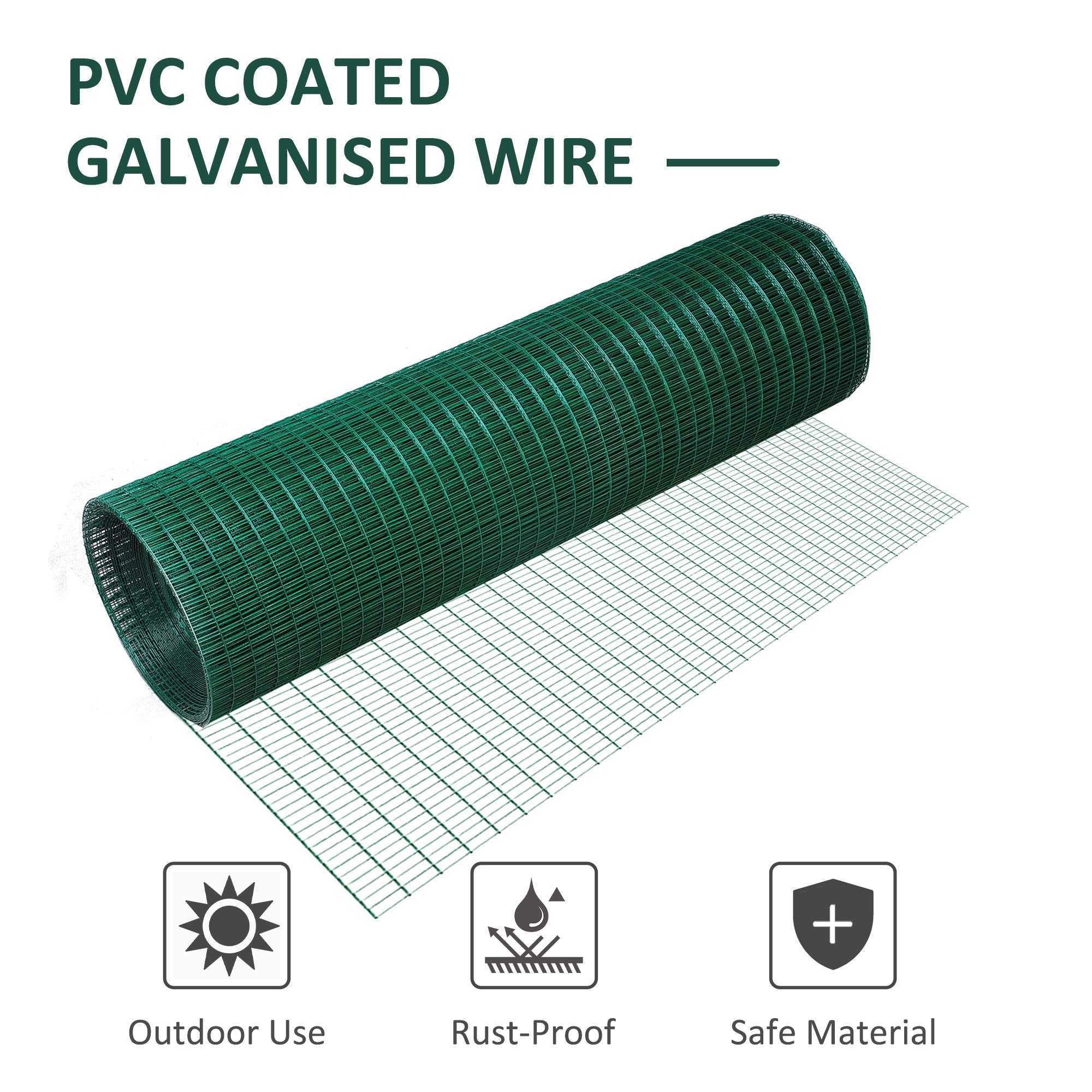PVC Coated Steel Chicken Rabbit Mesh Fencing Wire Garden Galvanized Fence Border - Dark Green - Image 7