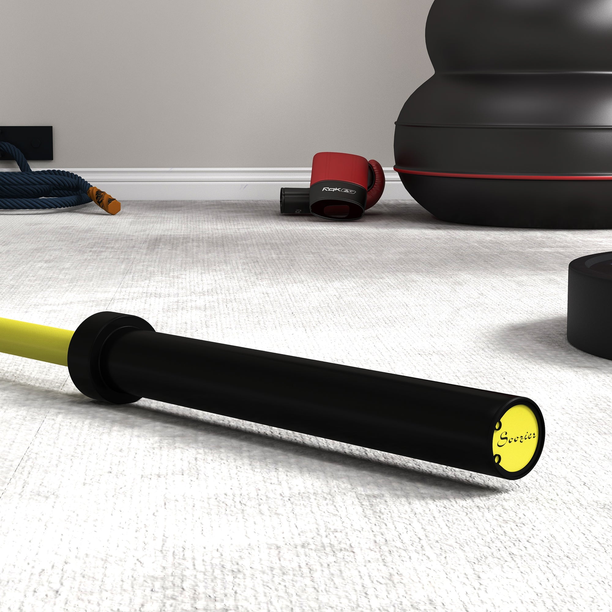 7.2ft Weight Bar, Olympic Bar with Rotating Sleeves, Non-Slip Knurling Grip, 1500lbs Weight Capacity, Yellow