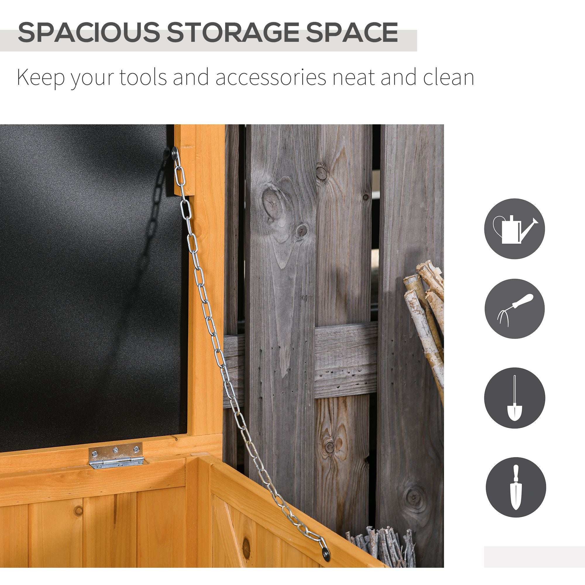 75 Gallon Wooden Deck Box, Outdoor Storage Container with Aerating Gap & Weather-Fighting Finish, Yellow - Yellow - Image 7