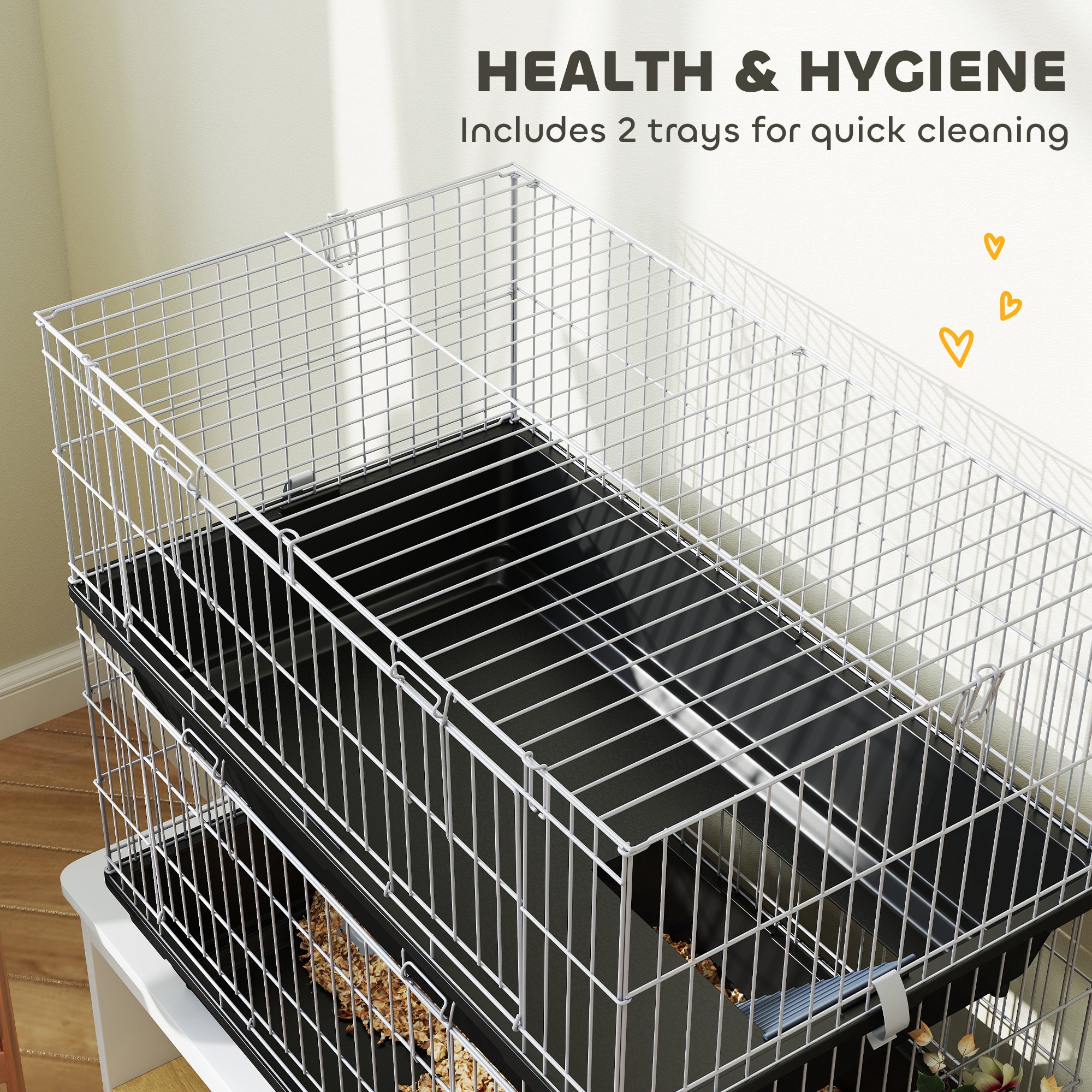2-Tier Small Animal Cage with 2 Doors, Trays, Dish, Bottle, and Ramp for Bunny, Ferret, Chinchilla, Black - Black - Image 7