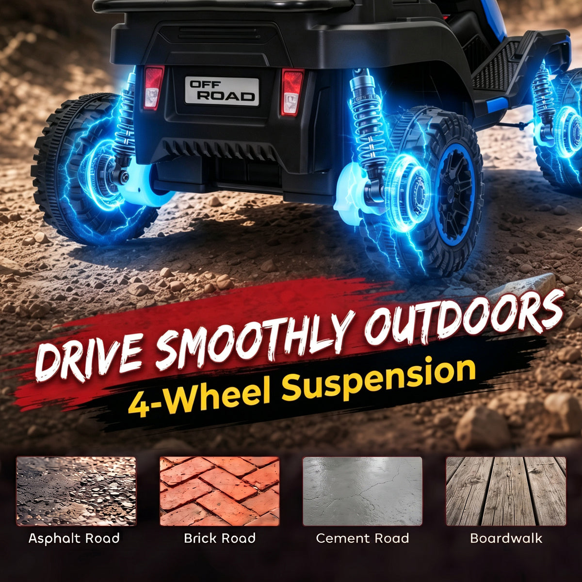 24V Kids Electric Ride On Car with Dual Motors, Remote Control, 4-Wheel Suspension, Soft Start for 3-6 Years, Blue