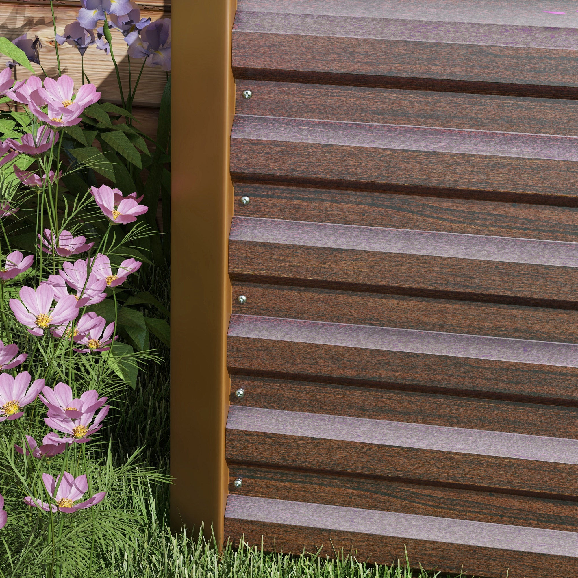 8x2x2ft Galvanized Raised Garden Bed Kit with Safety Edging for Flowers, Herbs and Vegetables, Dark Brown - Brown - Image 8