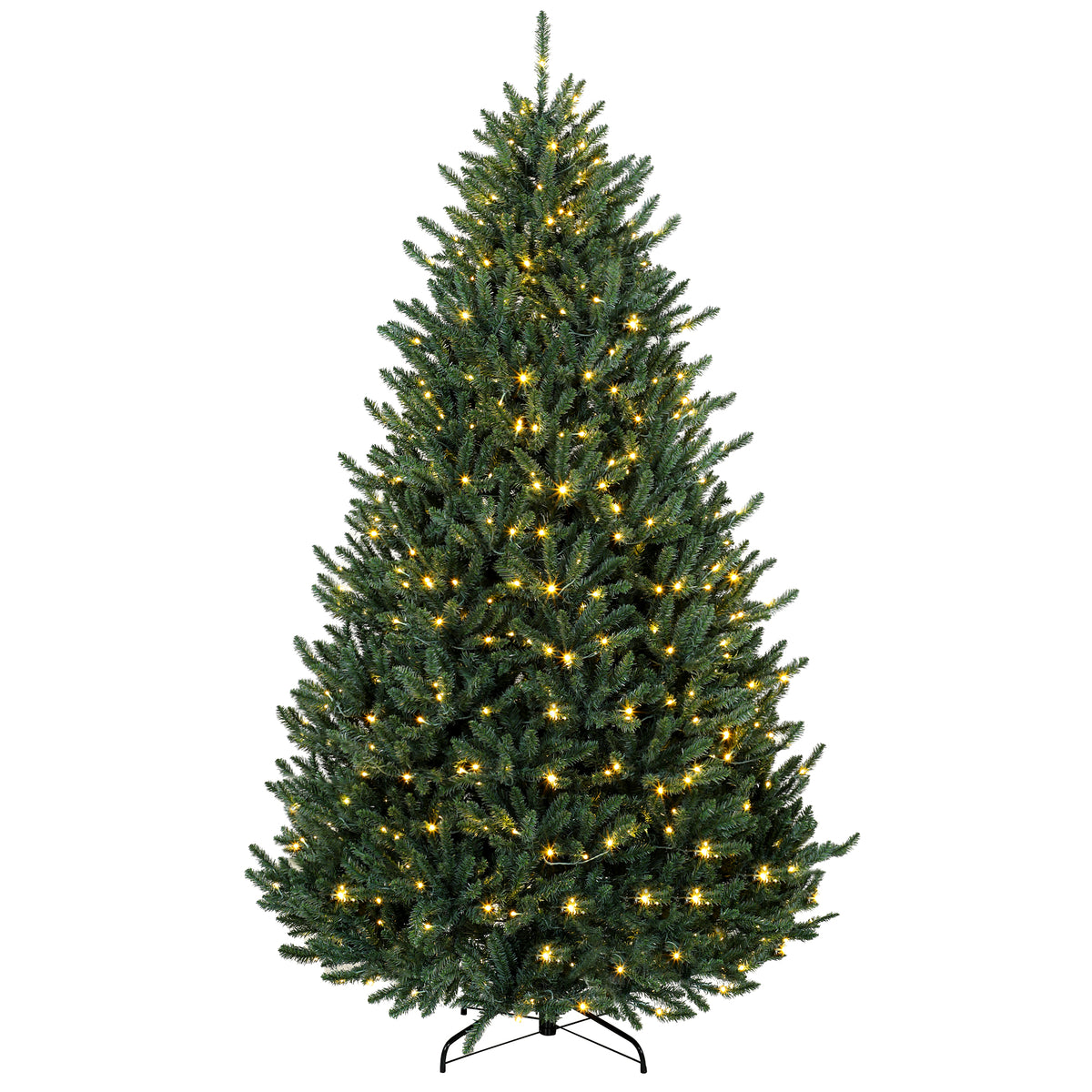 7.5ft Prelit Christmas Tree, Colorado Blue Spruce, Easy Plug, Hinged Xmas Tree with Warm White & Multi-Color LED Lights