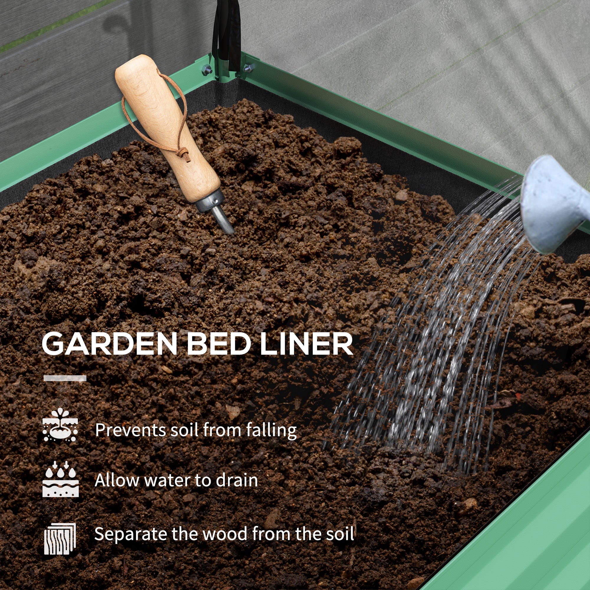 Raised Garden Bed with Legs and Cover, Metal Elevated Planter Box with Bottom Shelf and Liner for Vegetables, Green - Green - Image 6