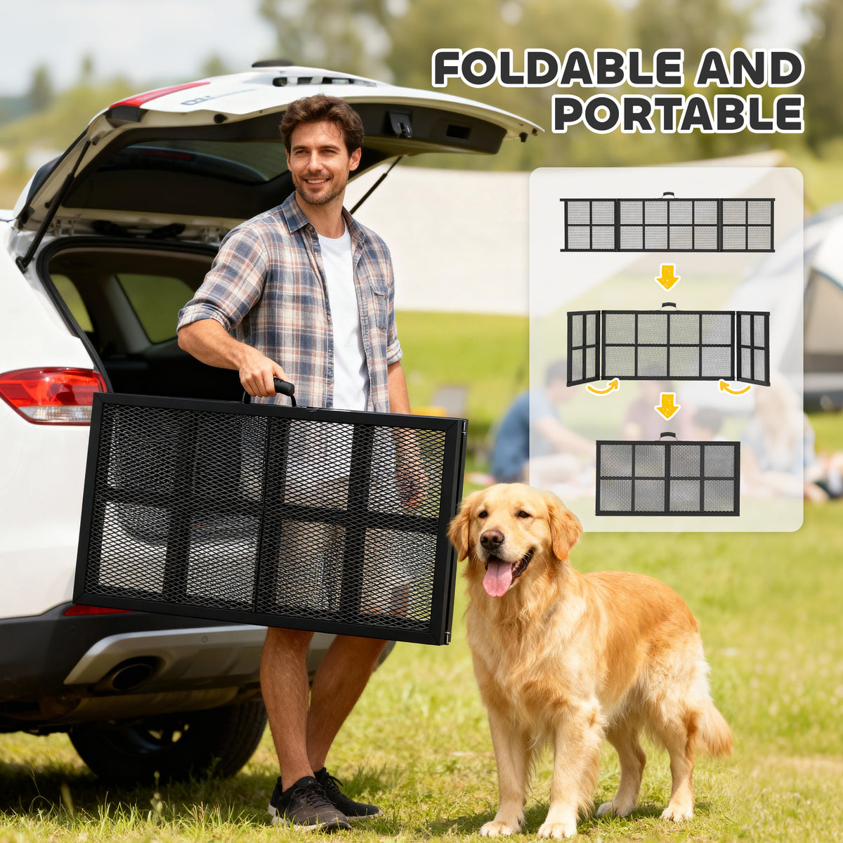Dog Car Ramp, 75" x 20" Extra Long and Wide, Non-Slip Surface, Folding Portable Pet Ramp for Large, Small & Senior Dogs