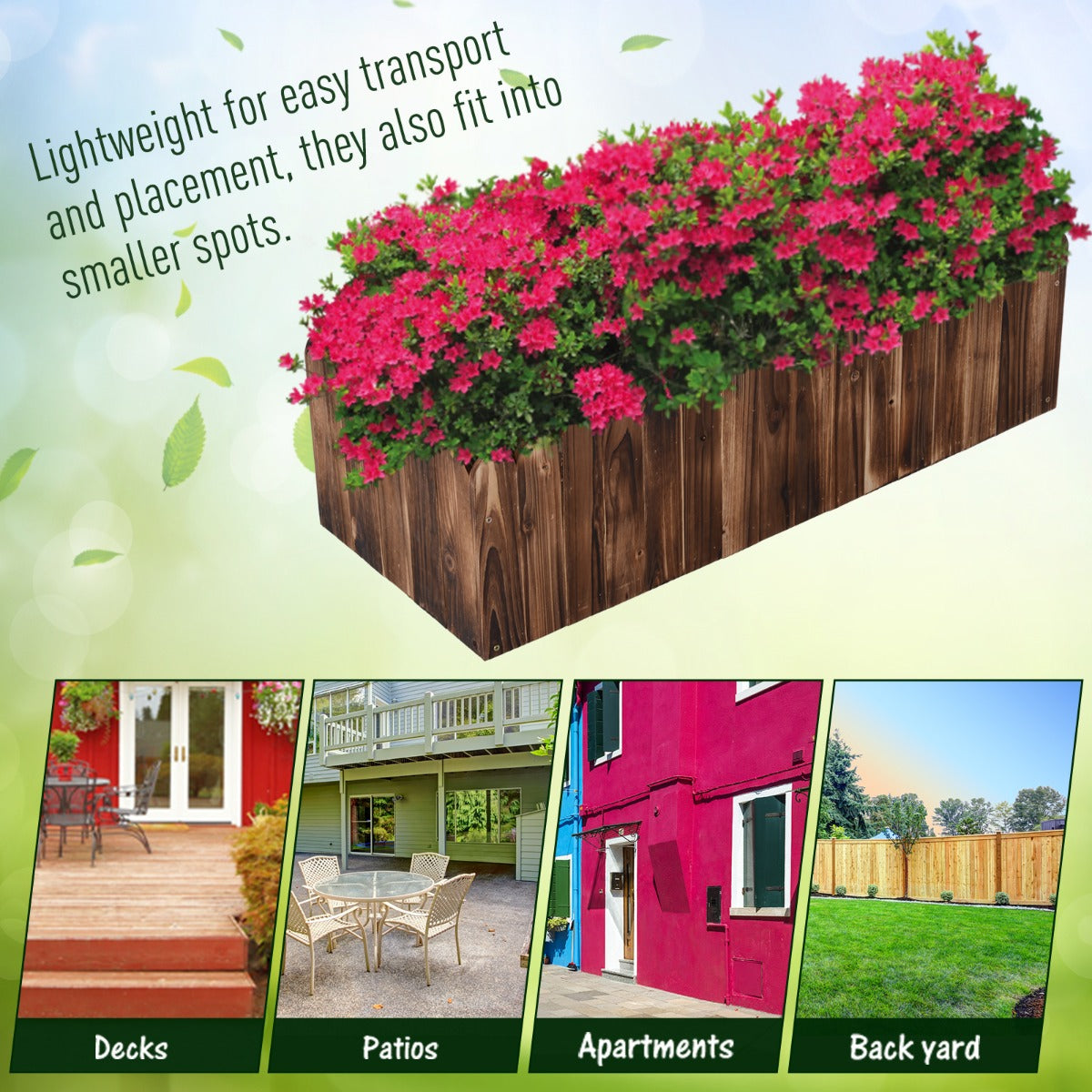 40" x 16" x 12" Raised Planter Box Garden Scalloped Edge Wooden - Brown - Image 6