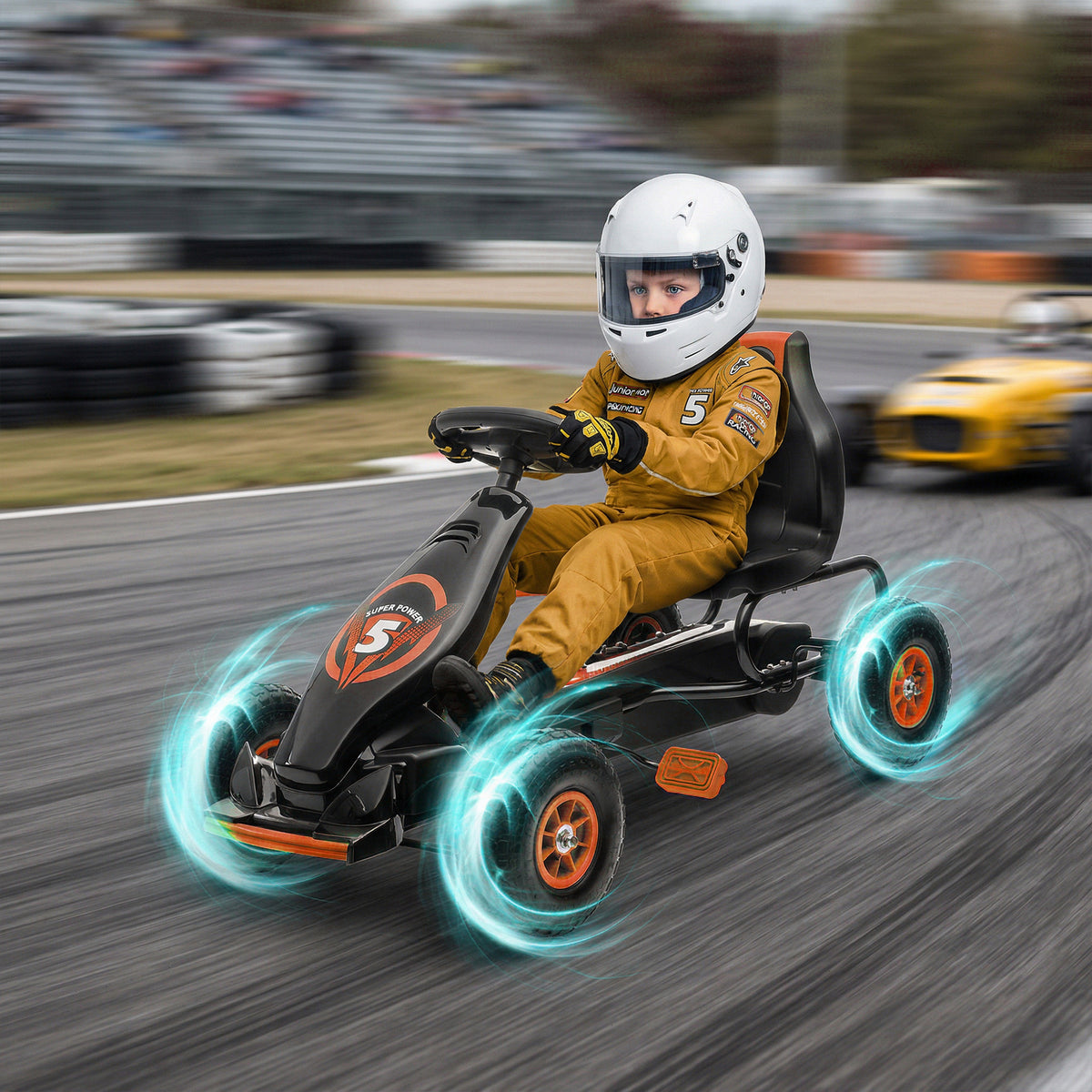 Kids Pedal Go Kart Ride-on Toy with Ergonomic Comfort, Pedal Car with Tough, Wear-Resistant Tread for Ages 5-12, Orange