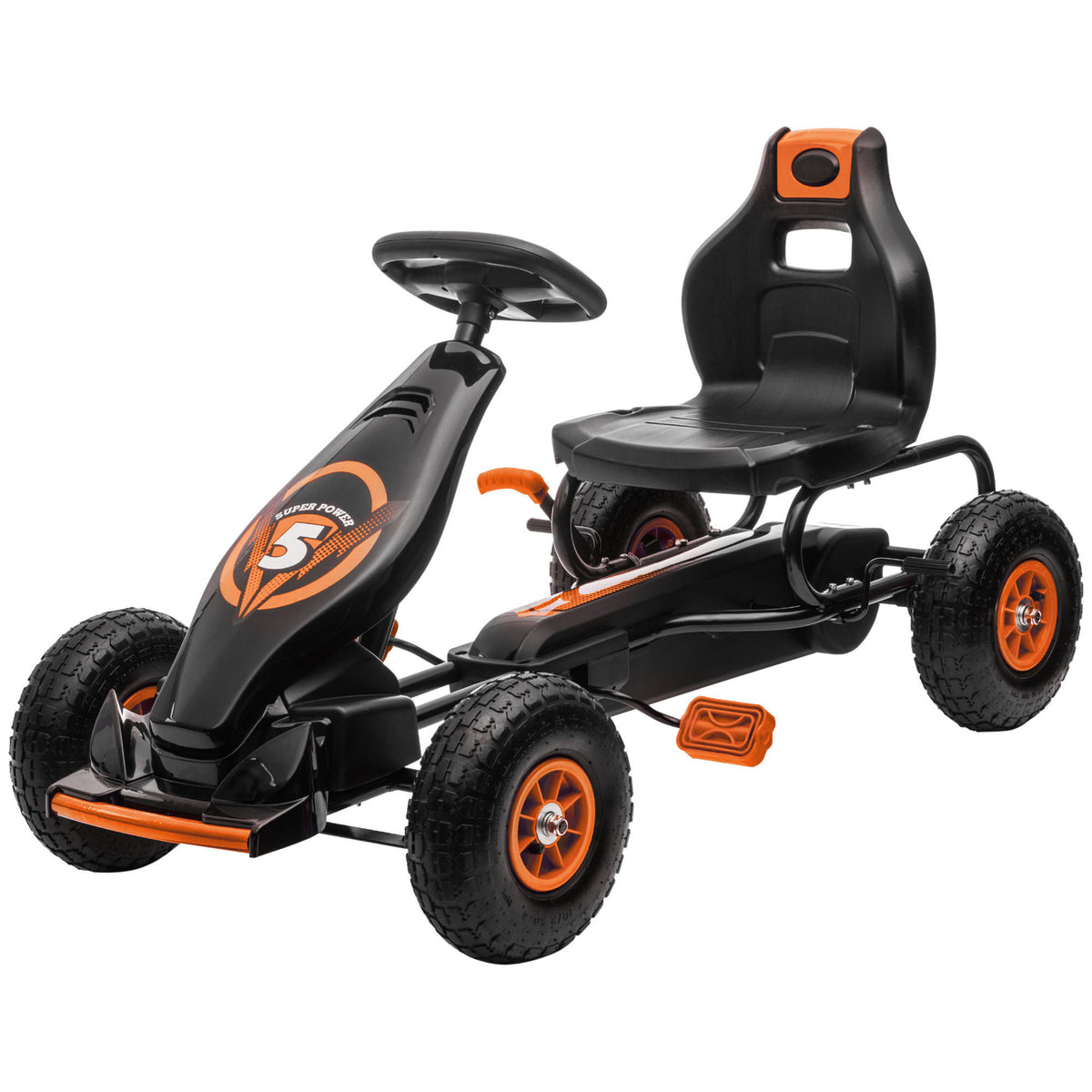 Kids Pedal Go Kart Ride-on Toy with Ergonomic Comfort, Pedal Car with Tough, Wear-Resistant Tread for Ages 5-12, Orange
