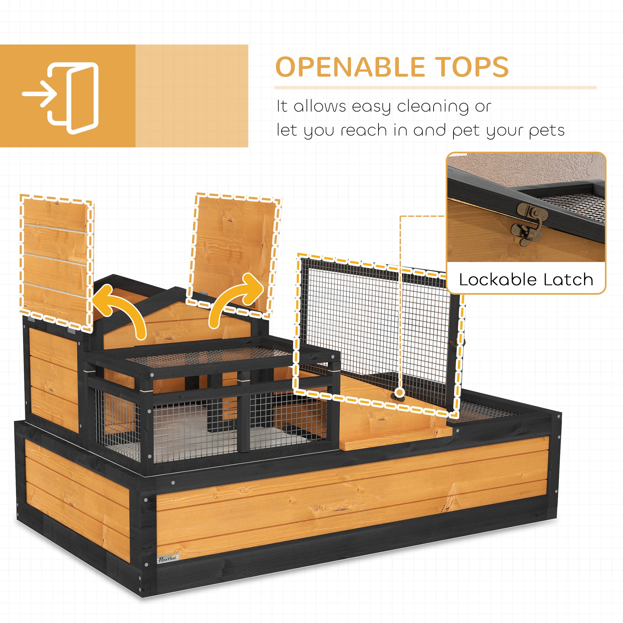 3-Room Tortoise Habitat House w/ Balcony & 2 Stories, 44" x 25.5" x 25", Yellow - Yellow - Image 5