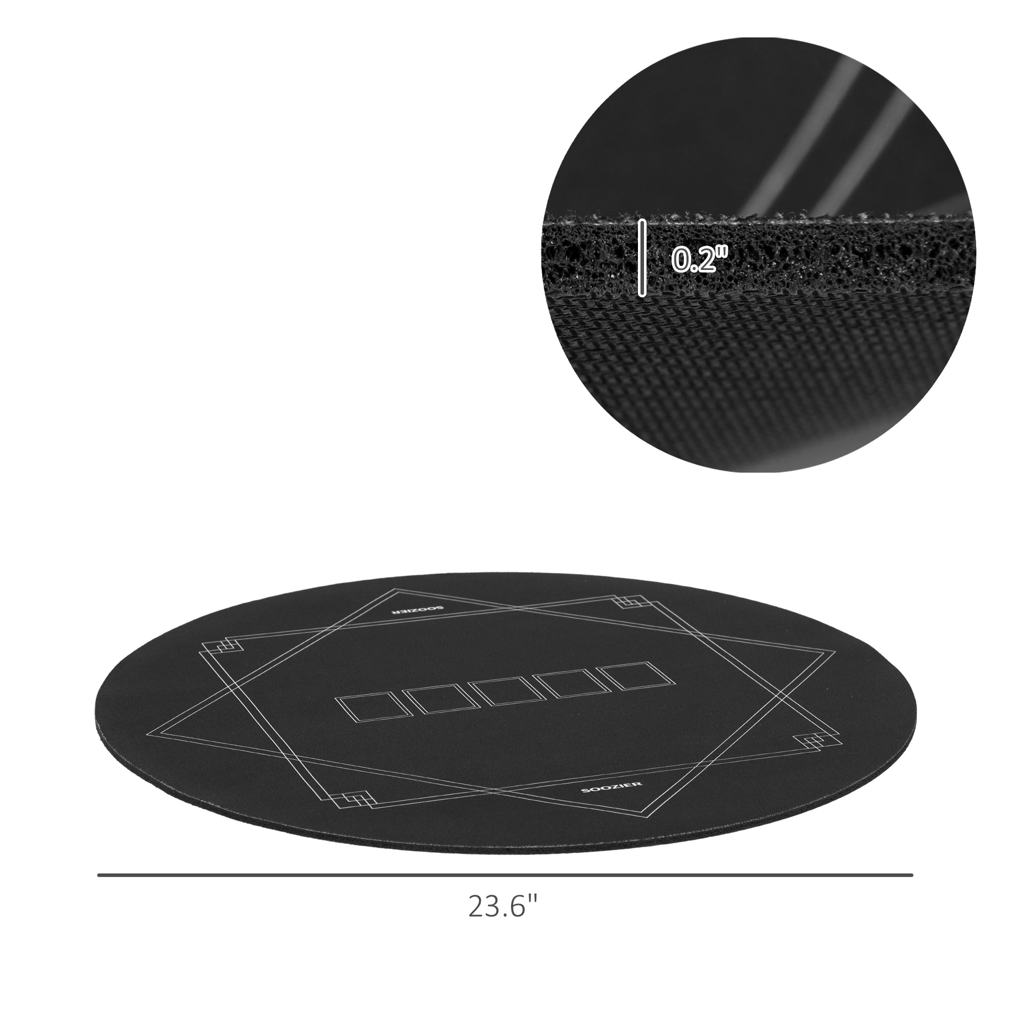 Poker Mat Texas Hold'em Poker Table Top with Non-Slip Bottom Black