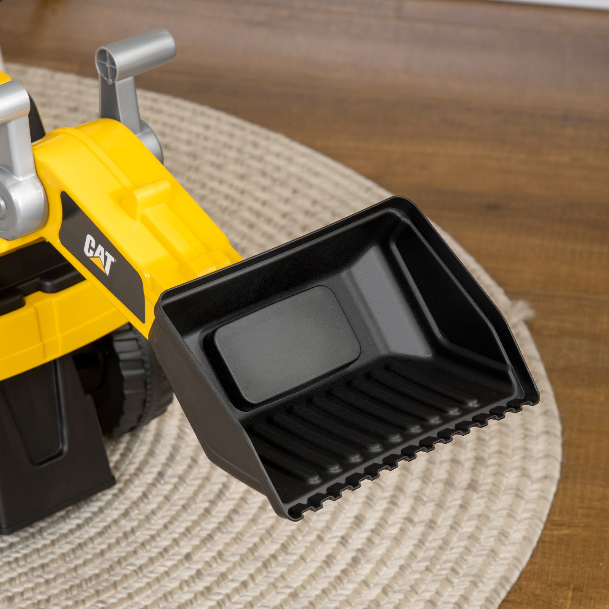 Caterpillar CAT Licensed Kids Ride on Excavator No Power Construction Vehicles with Manual Shovel, Horn, Hidden Storage