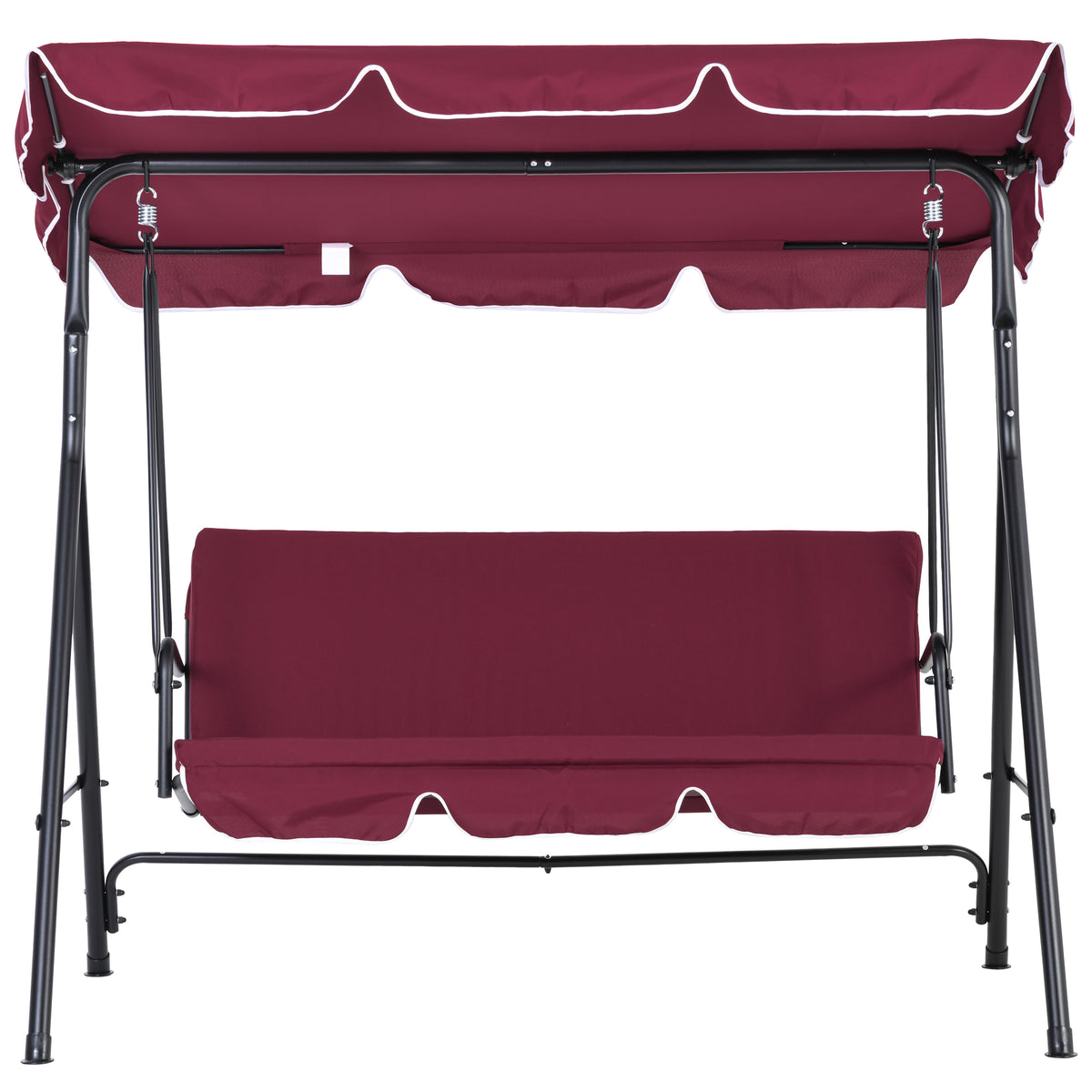 Outdoor Patio Swing Chair with Adjustable Tilt Canopy and Removable Cushion, Red