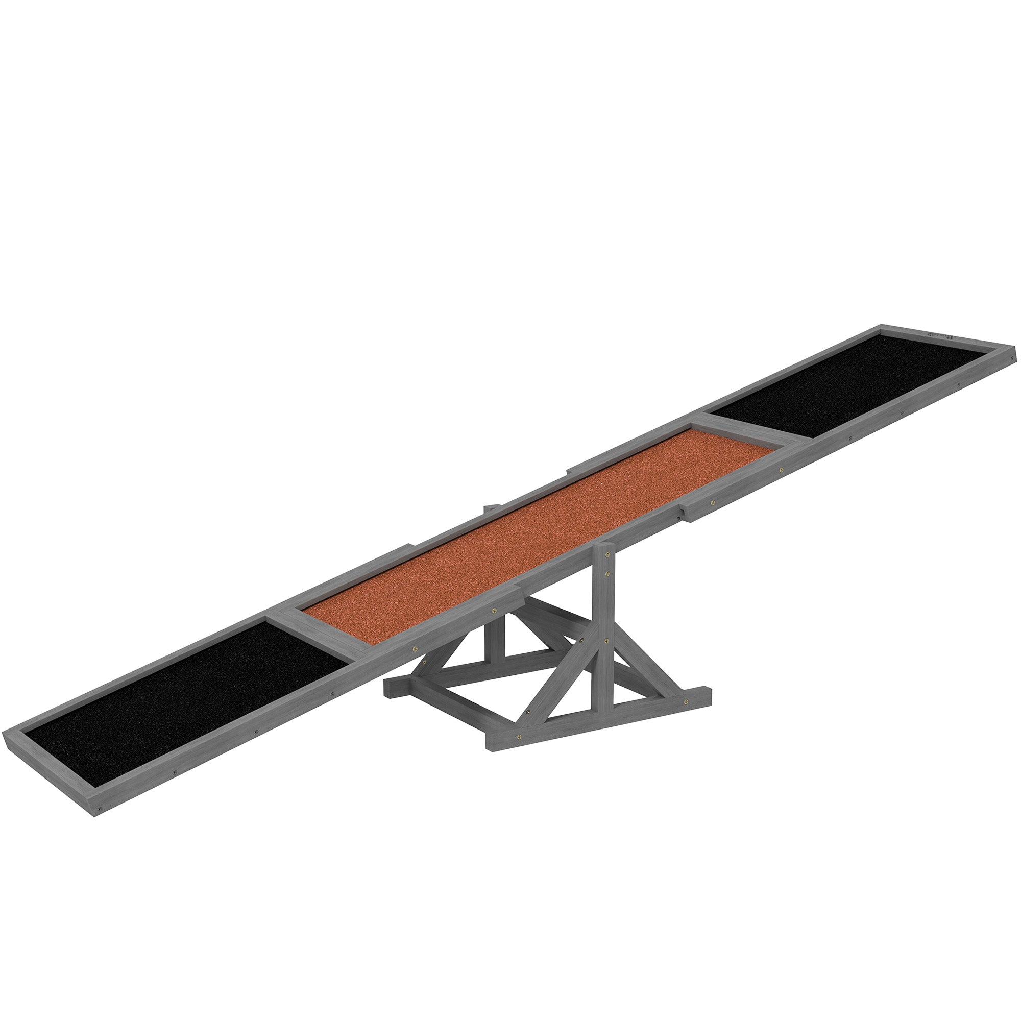 Wooden Dog Agility Seesaw for Training and Exercise, Weather Resistant, 83" L x 16" W x 14" H, Gray - Gray