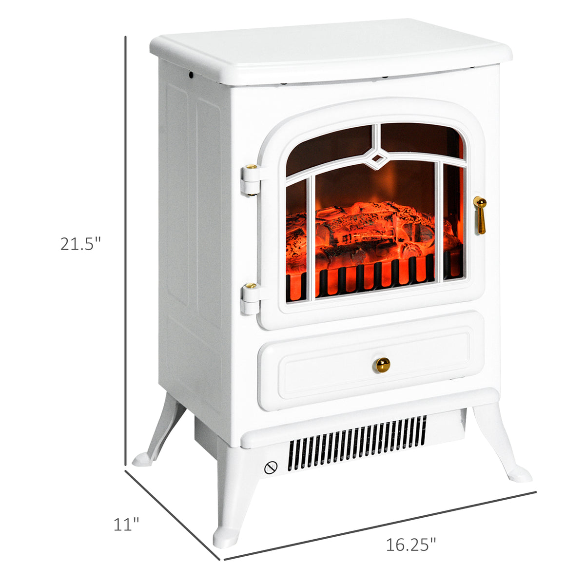 Fireplace Stove, Electric Fireplace Heater with Realistic LED Flames and Logs, 725W/1450W, White