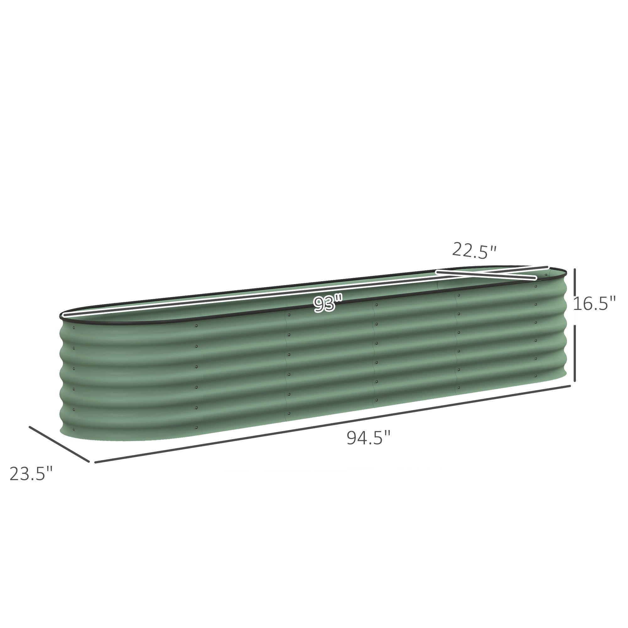 7.9' x 2' x 1.4' Galvanized Raised Garden Bed Kit, Metal Planter Box with Safety Edging, Green - Green - Image 3