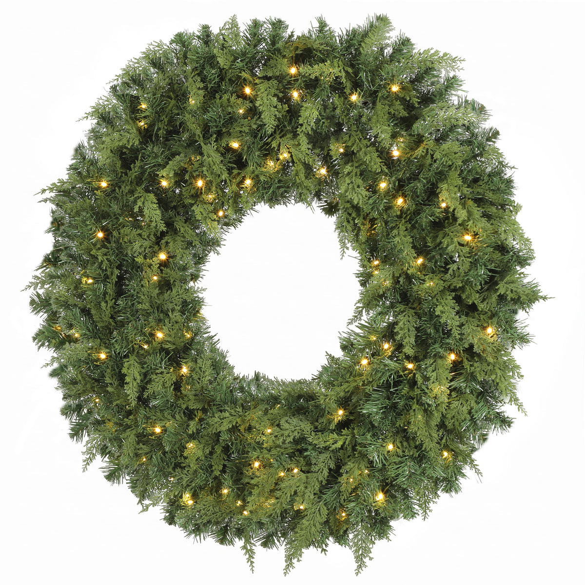 36" Prelit Crestwood Spruce Artificial Christmas Wreath, Christmas Decor with Bow, LEDs, 8 Modes, Realistic Tips