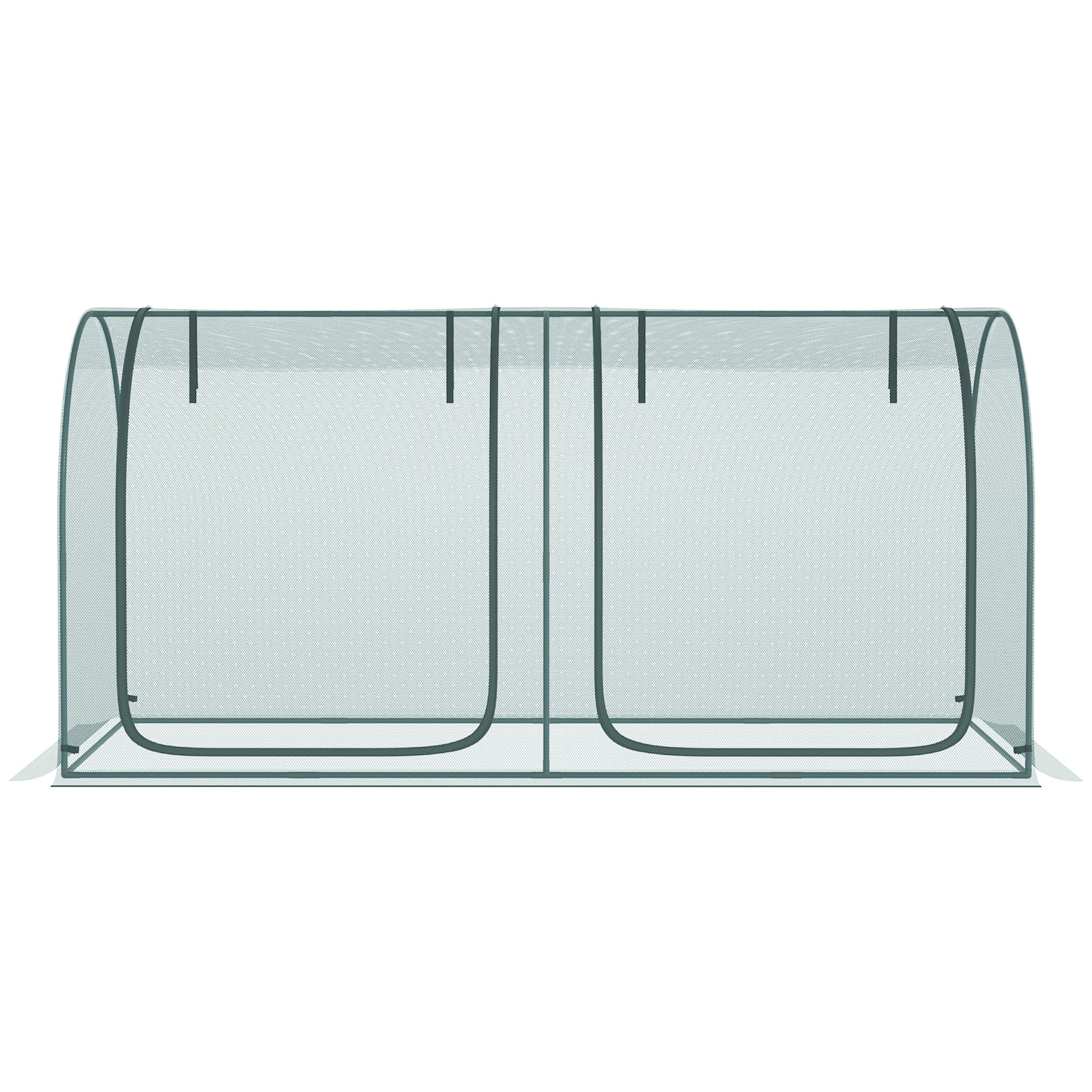 8' x 4' Crop Cage, Plant Protection Tent with Two Zippered Doors, Storage Bag and 4 Ground Stakes, for Garden, Yard, Lawn, Green - Green - Image 8