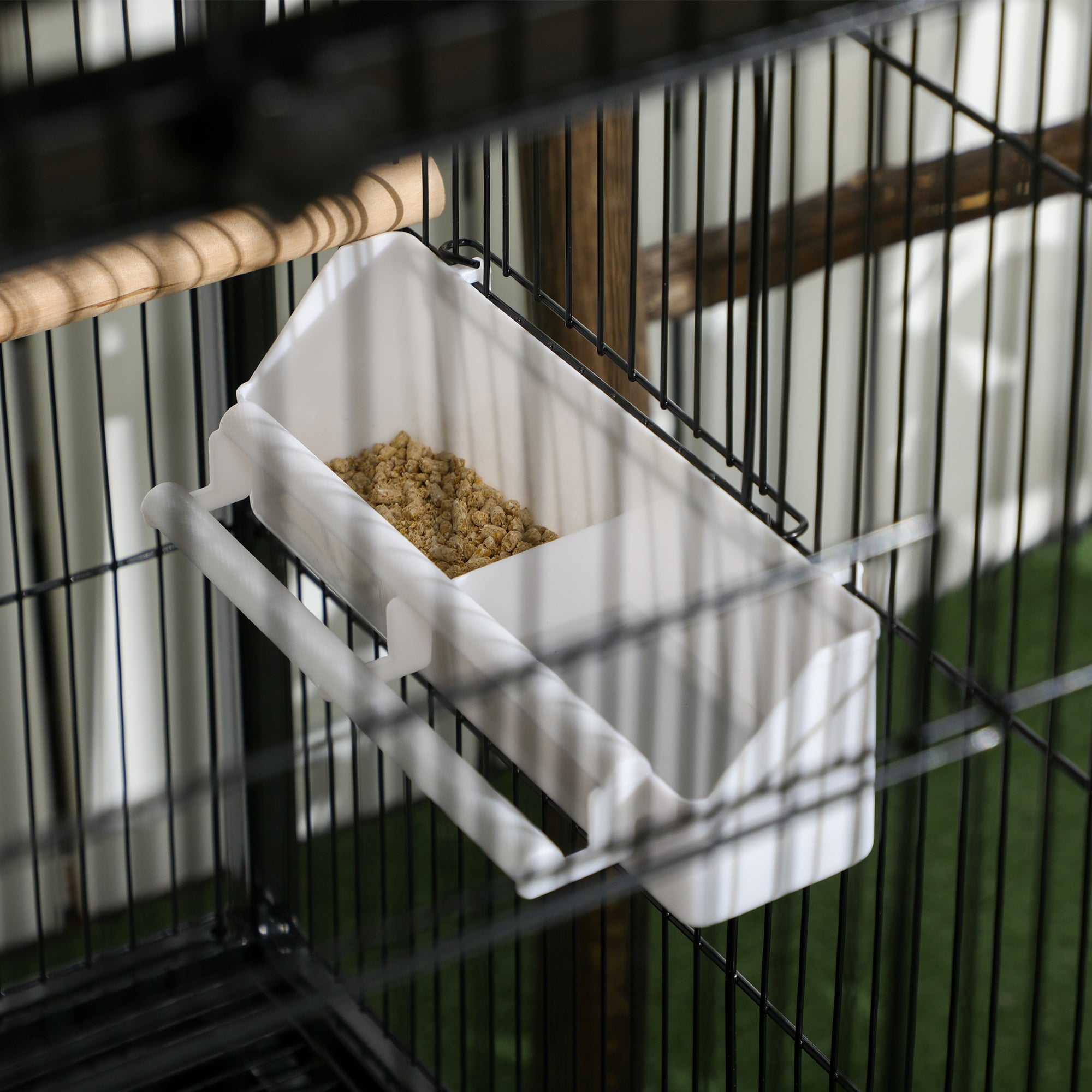 55" 2 In 1 Bird Cage Aviary Parakeet House for finches, budgies with Wheels, Black - Black - Image 8