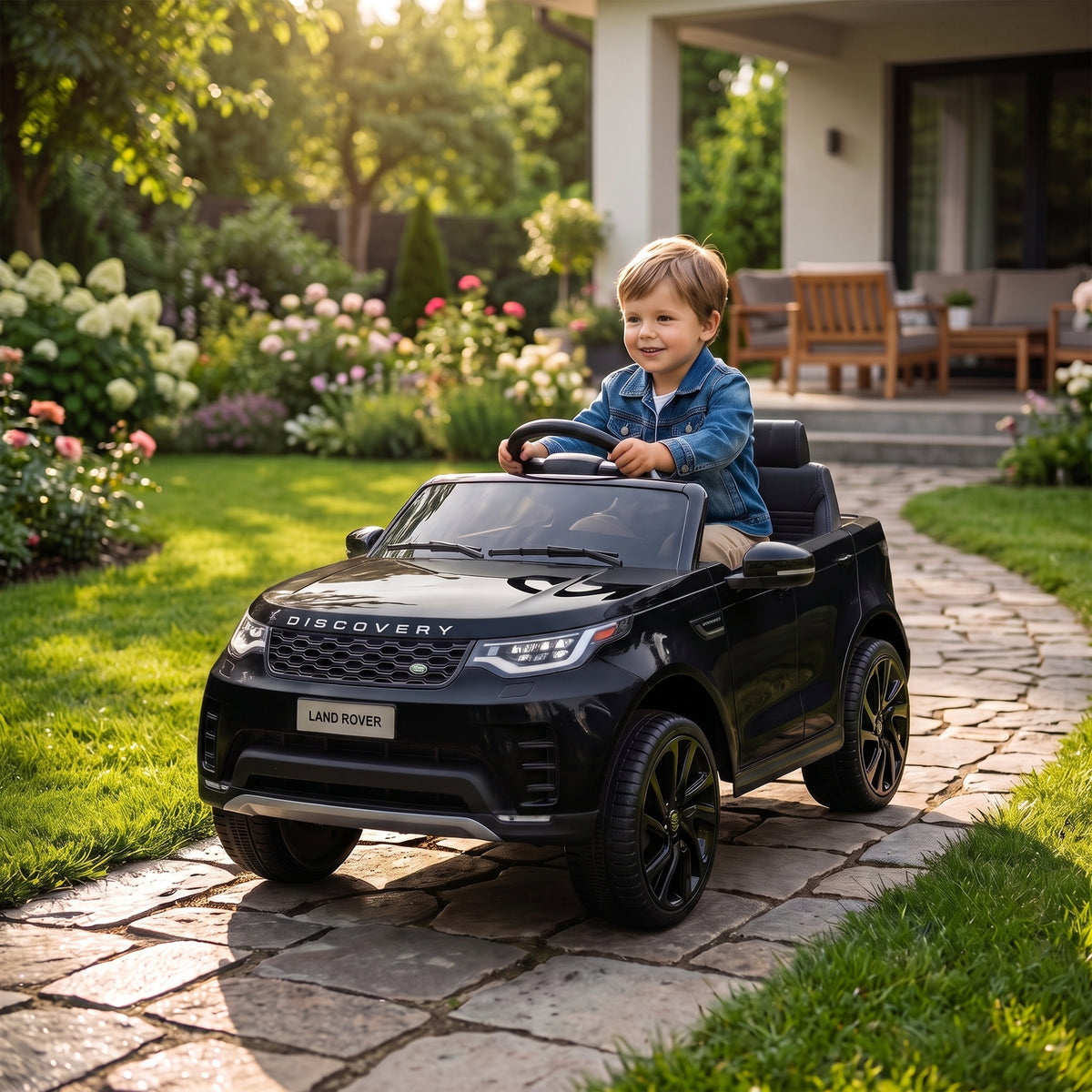 12V Electric Car for Kids, Licensed Land Rover Ride on Car with Parent Remote, Soft Start, 4 Wheel Suspension, Black
