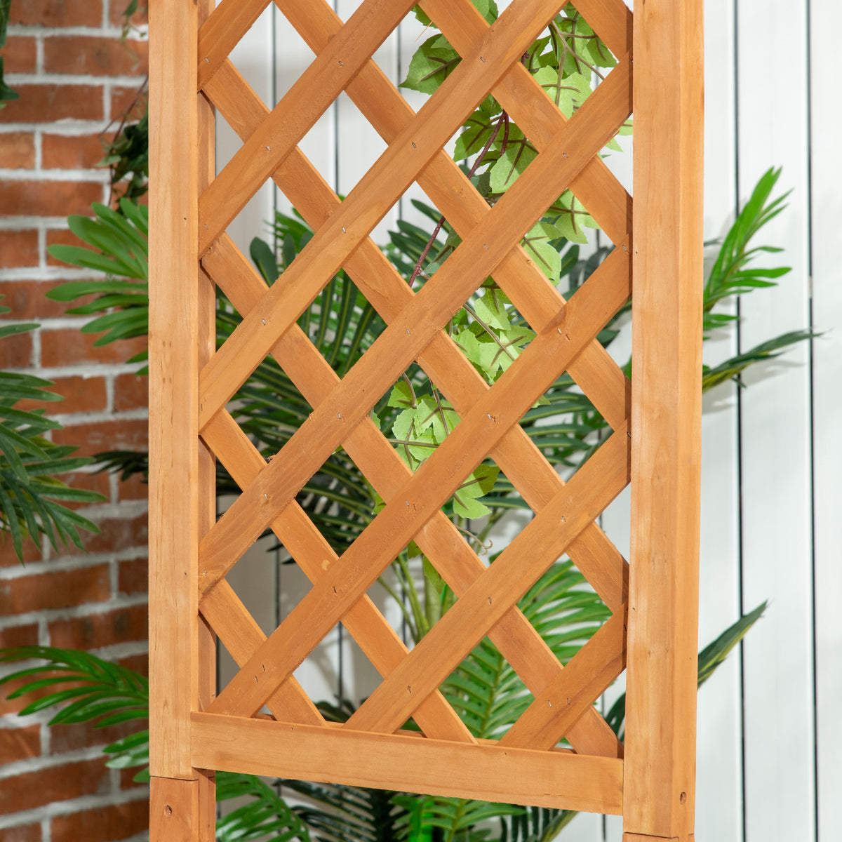 Patio Garden Bench, Wooden Bench, Outdoor Bench for Vines/Climbing Plants, Brown