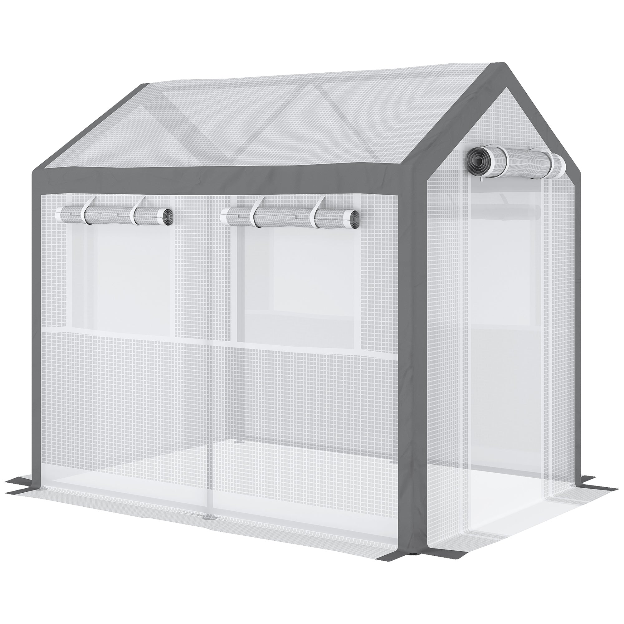 8' L x 6' W x 7' H Outdoor Walk-In Tunnel Greenhouse with Roll-up Windows, 2 Zippered Doors, & Weather Cover - White