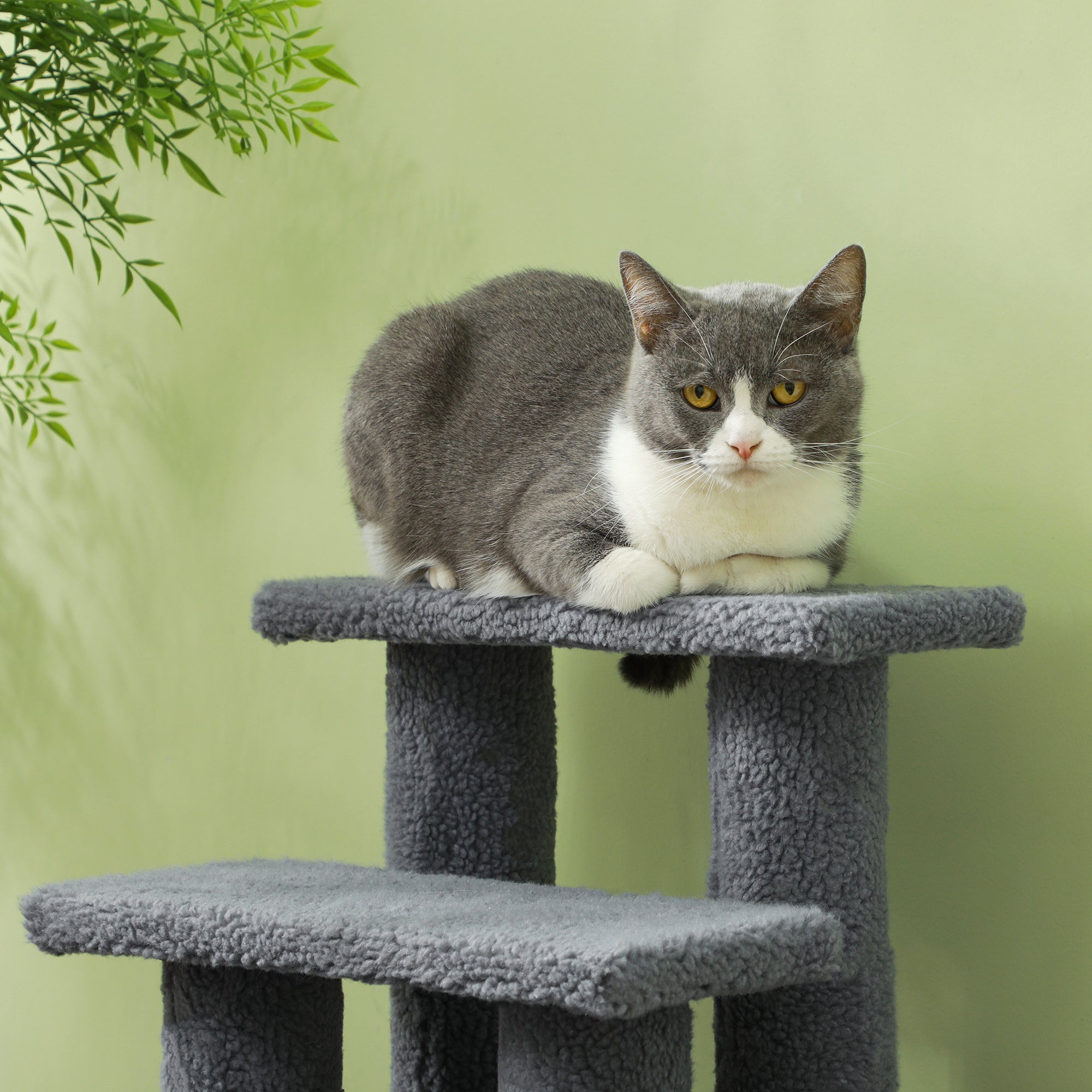 25" 4-Step Multi-Level Carpeted Cat Scratching Post Pet Stairs, Gray - Grey - Image 8