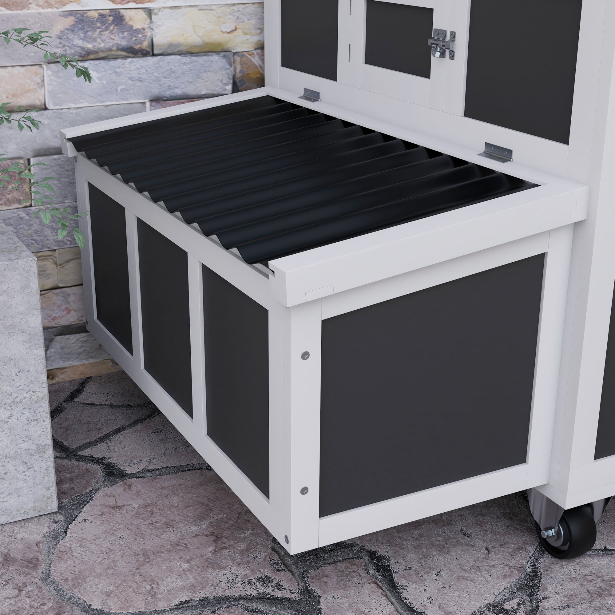 Wooden Chicken Coop with Nesting Box for 6 Chickens, Dark Gray - Dark Gray - Image 8