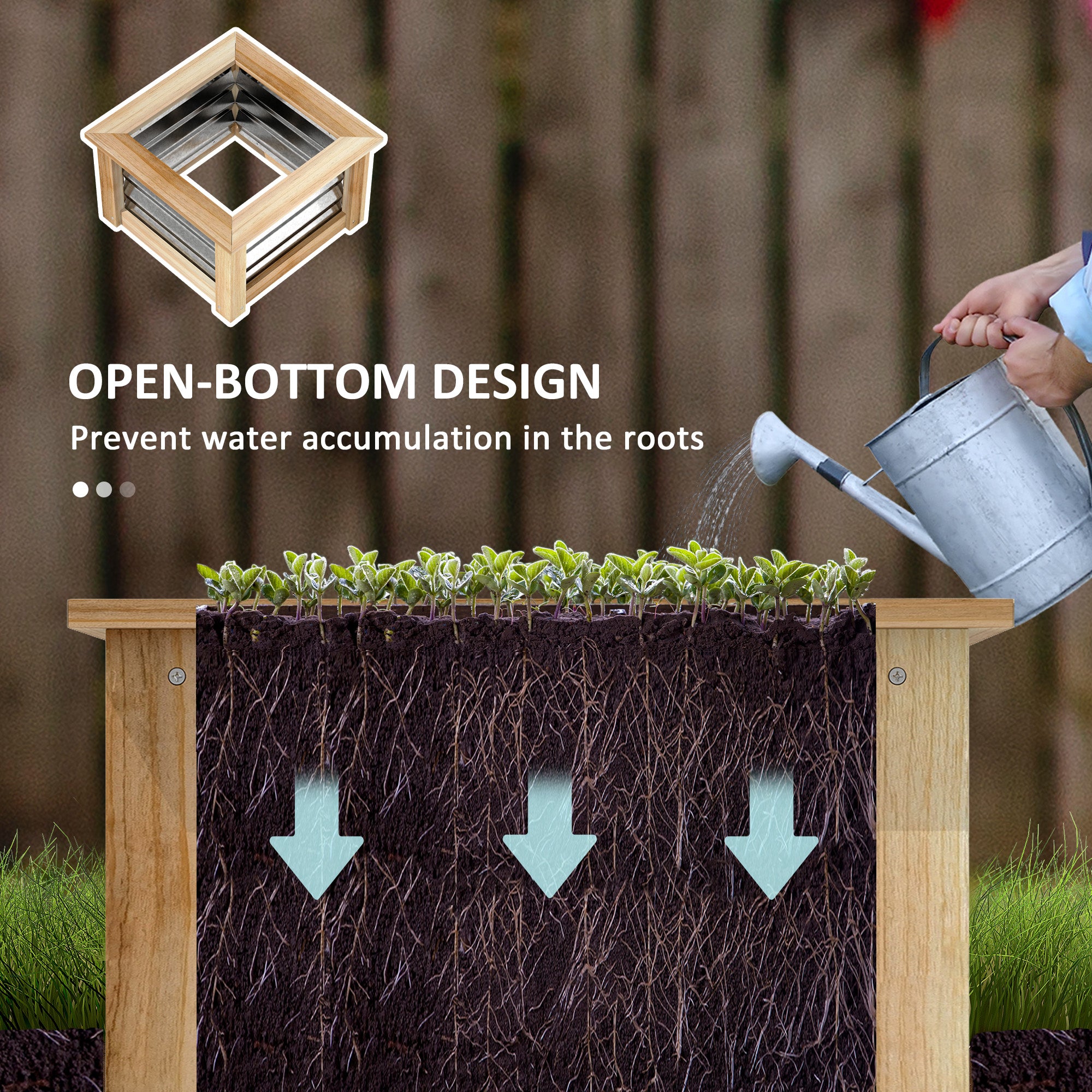 Wooden Raised Garden Bed with Trellis, Galvanized Planter Box Elevated Garden Bed for Garden, Patio, Natural Wood - Natural Wood - Image 7