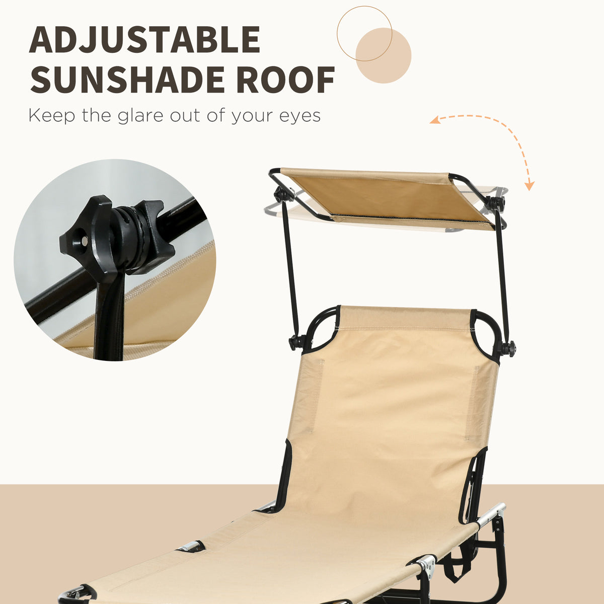 Chaise Lounge Pool Lounge Chairs Set of 2, Outdoor Sun Tanning Chairs, Reclining Back, Steel Frame and Side Pocket, Tan
