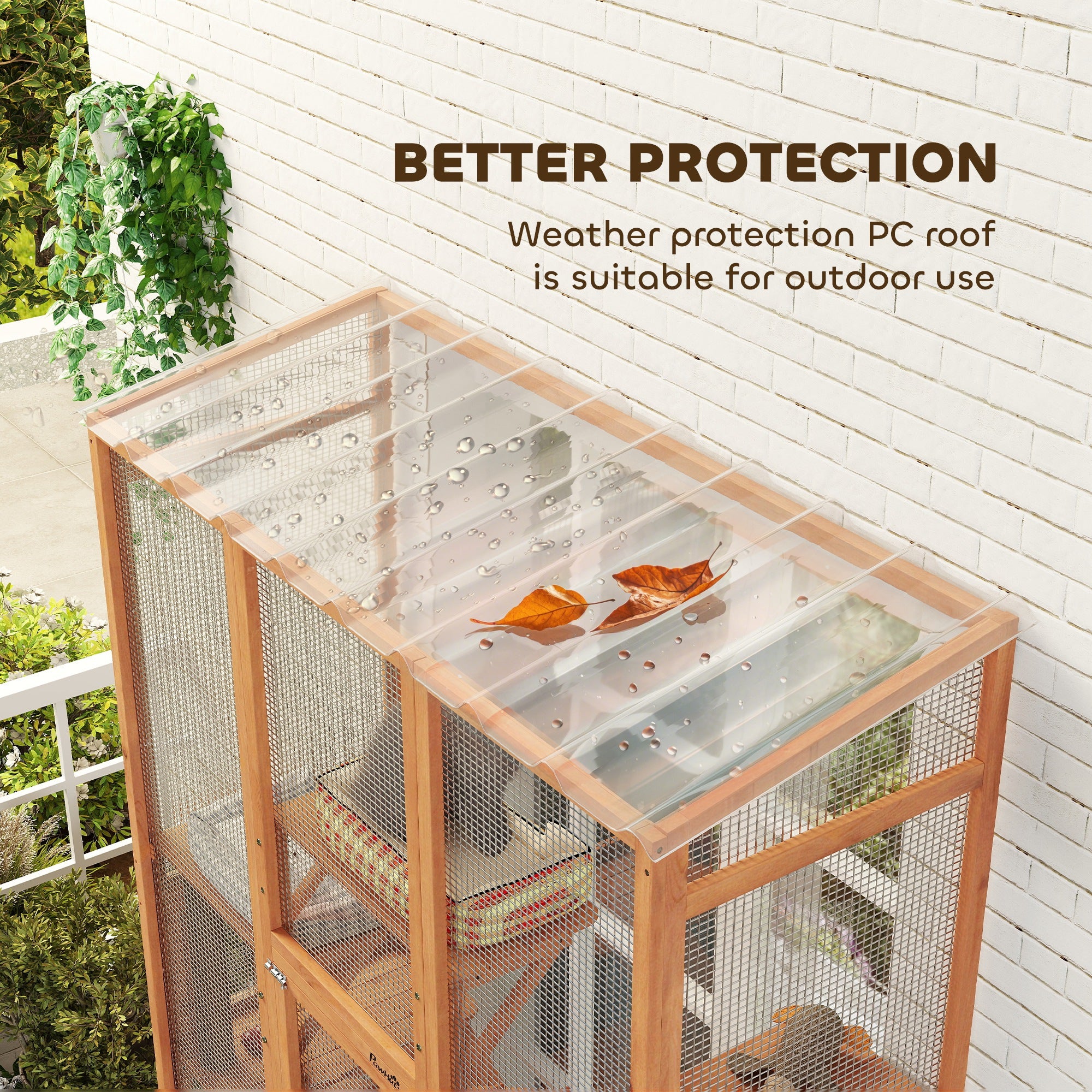 Outdoor Catio Cat Enclosure, Large Wooden Cat House with 6 Jumping Platforms, Scratching Post, 2 Ramps, for 2-3 Kittens - Orange - Image 7