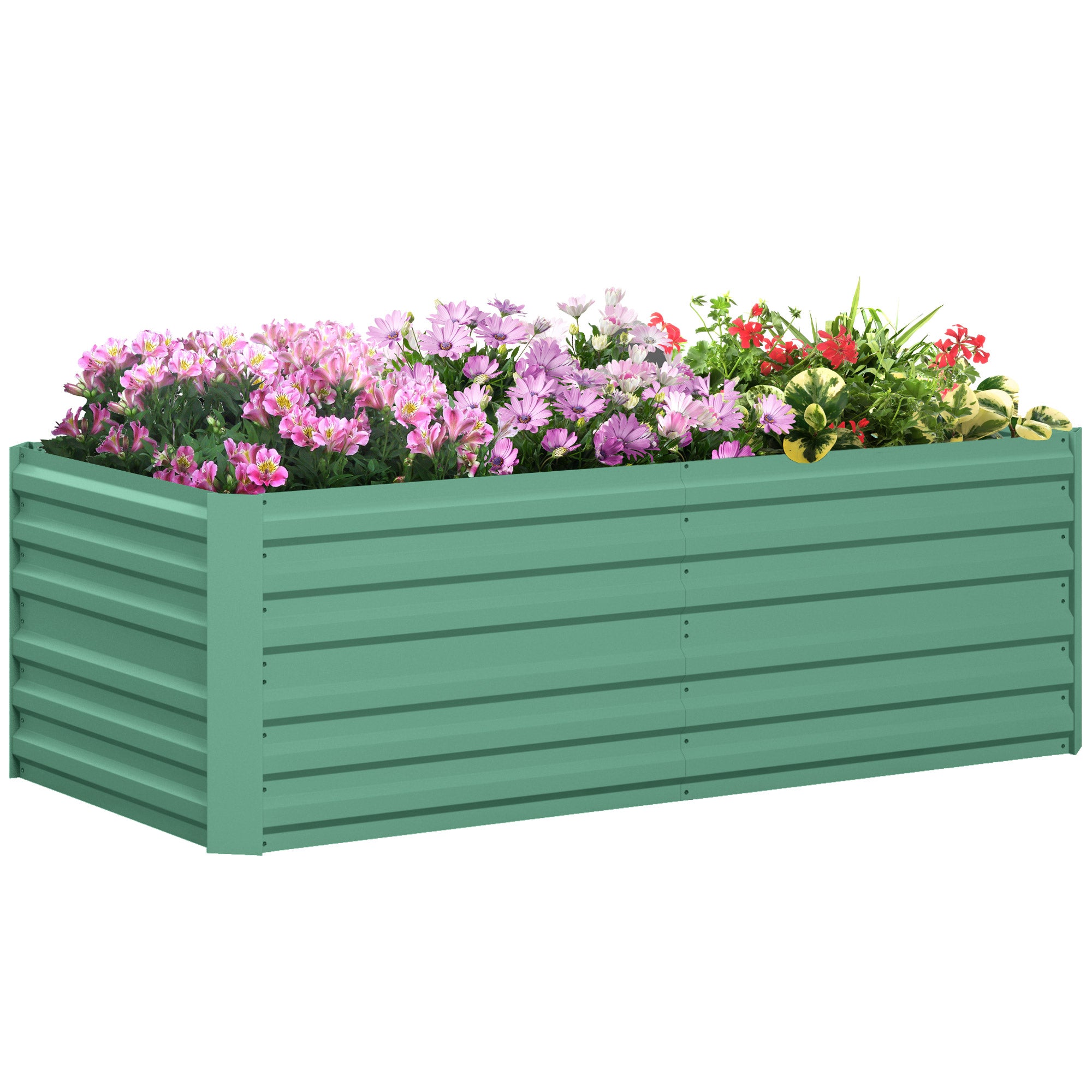 Galvanized Raised Garden Bed, Steel Outdoor Planters with Reinforced Rods, 71" x 36" x 23", Light Green - Light Green