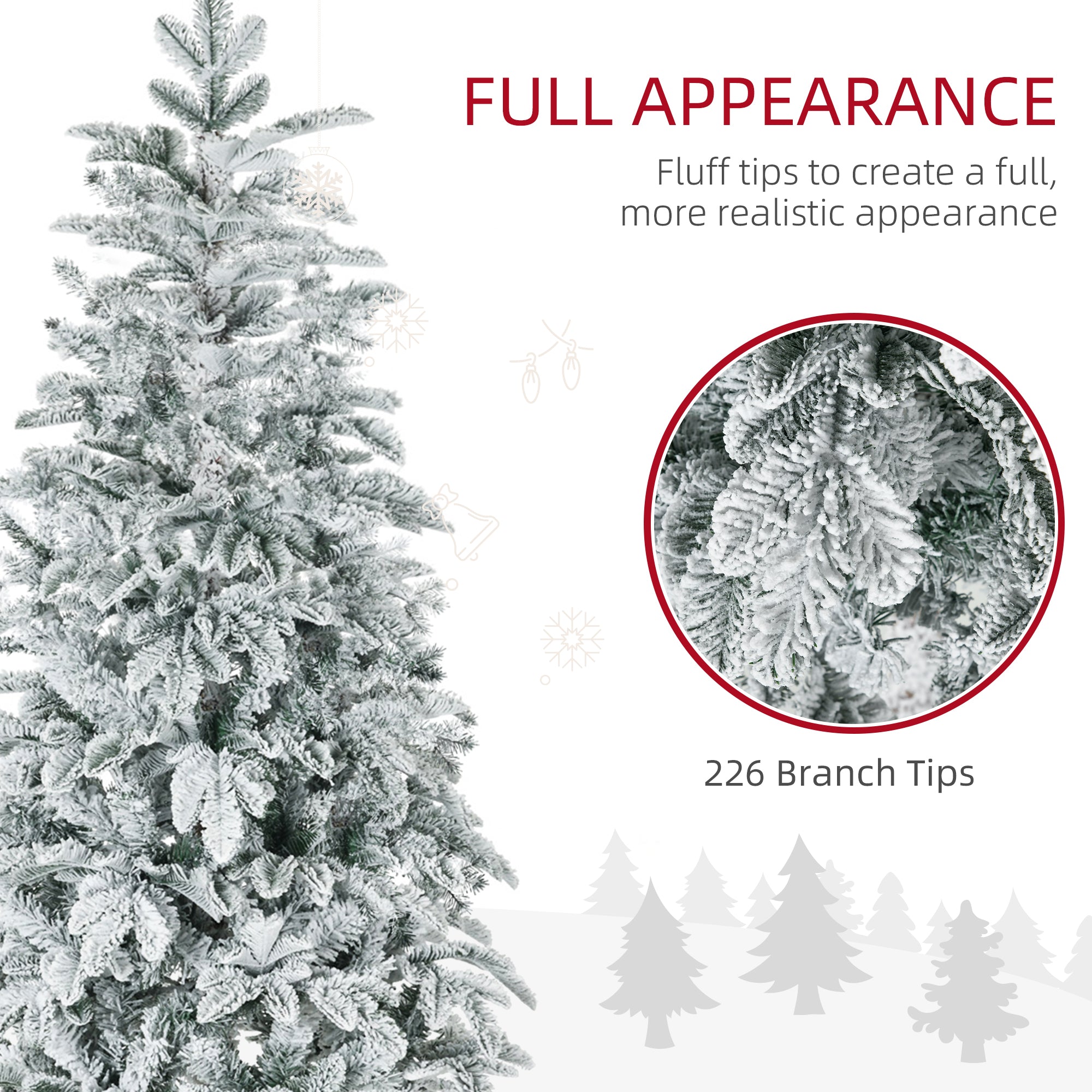 6' Artificial Flocked Christmas Trees, with Snow Frosted Branches, Auto Open, Steel Base