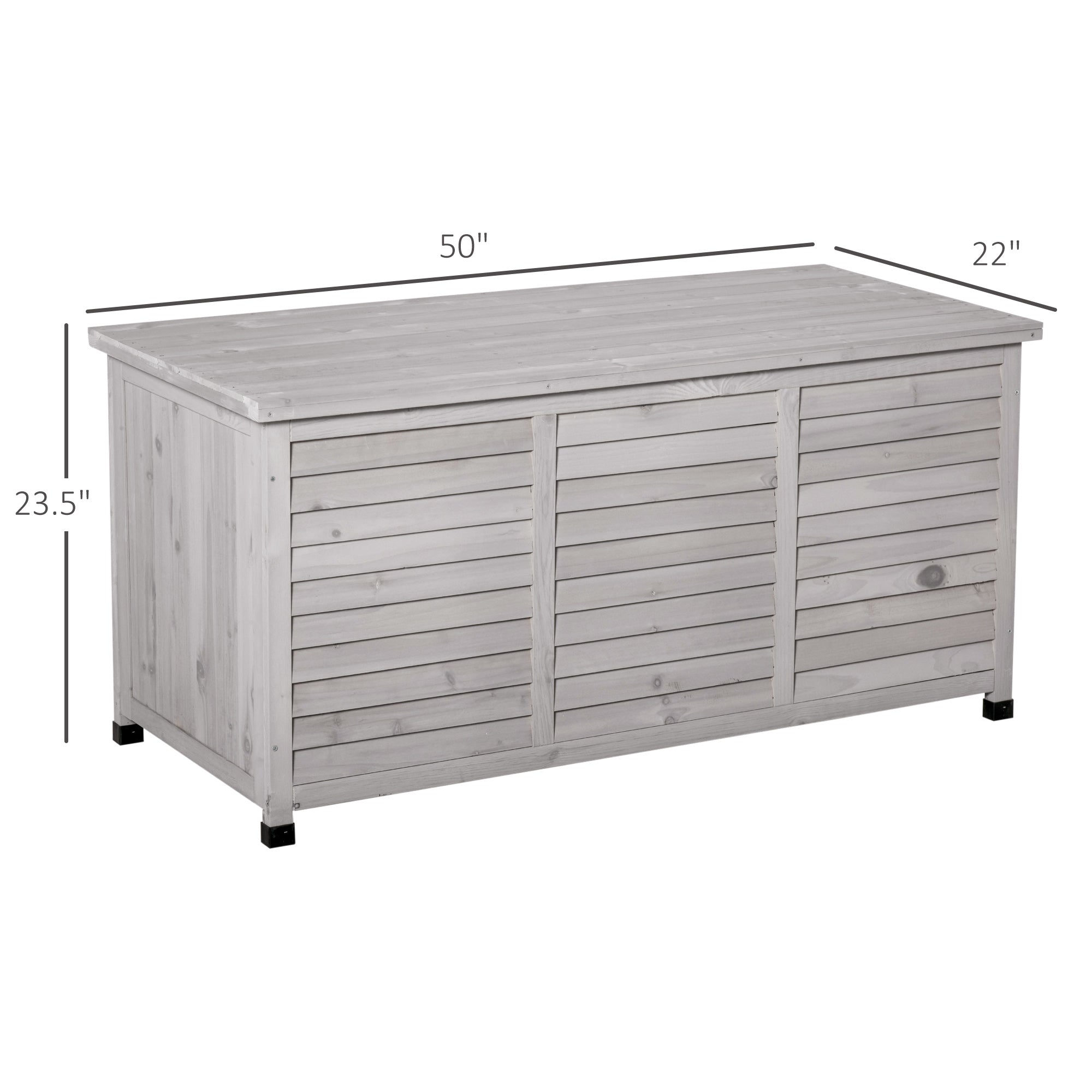 75 Gallon Wooden Deck Box, Outdoor Storage Container with Aerating Gap & Weather-Fighting Finish, Grey - grey - Image 3