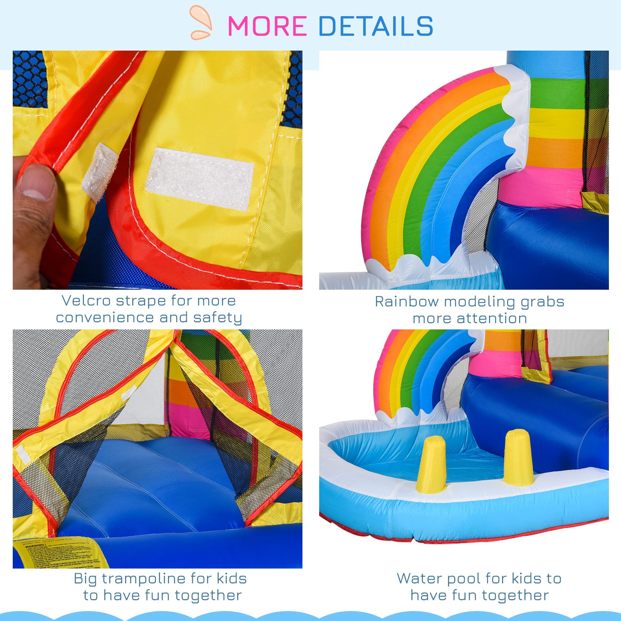 Inflatable Bounce House for Kids 2-in-1 Jumping Castle for Indoor Outdoor Party with Trampoline, Pool, Carry Bag & Air Blower