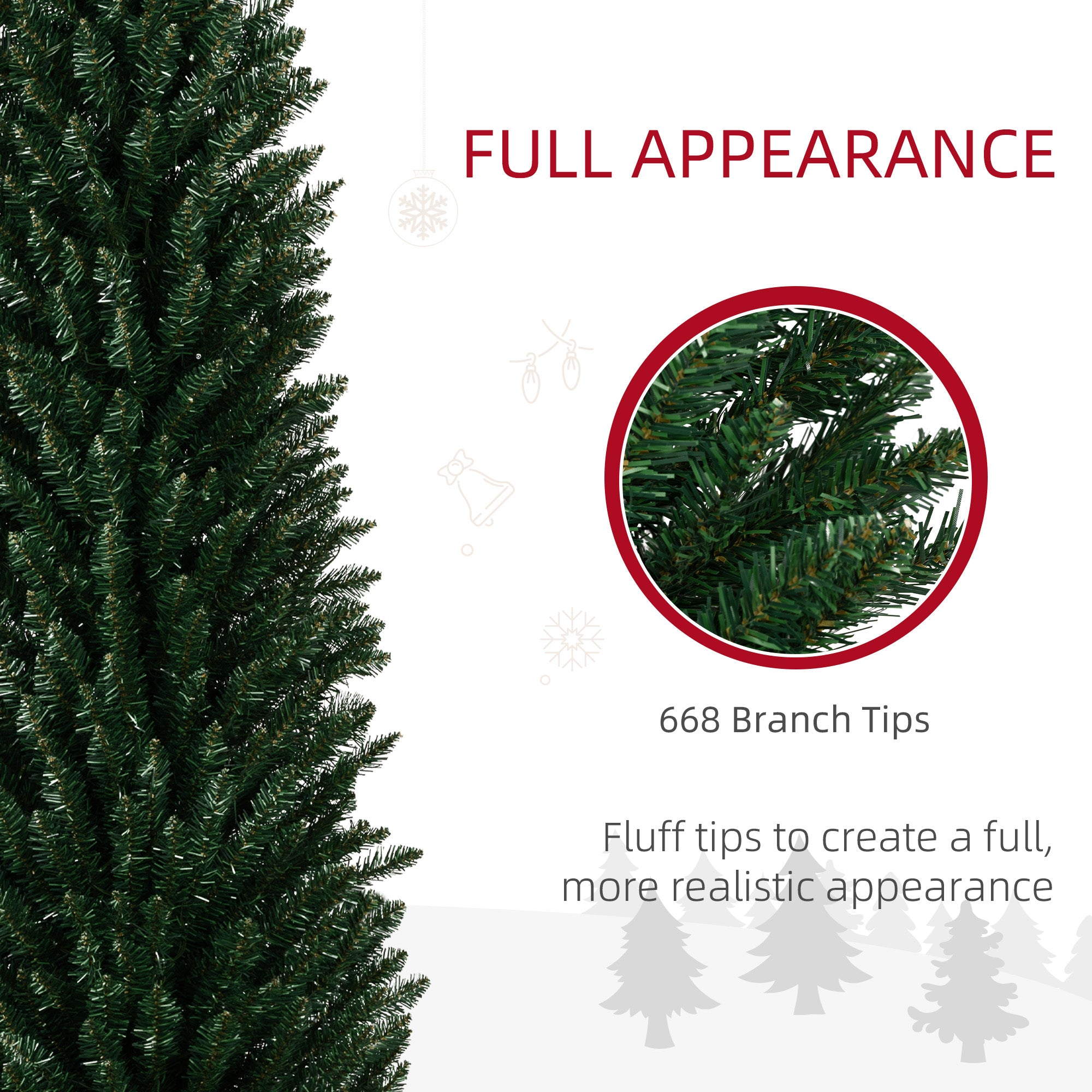 8' Artificial Pencil Christmas Trees Holiday Decoration with Colorful LED Lights, Steel Base, Skinny Shape