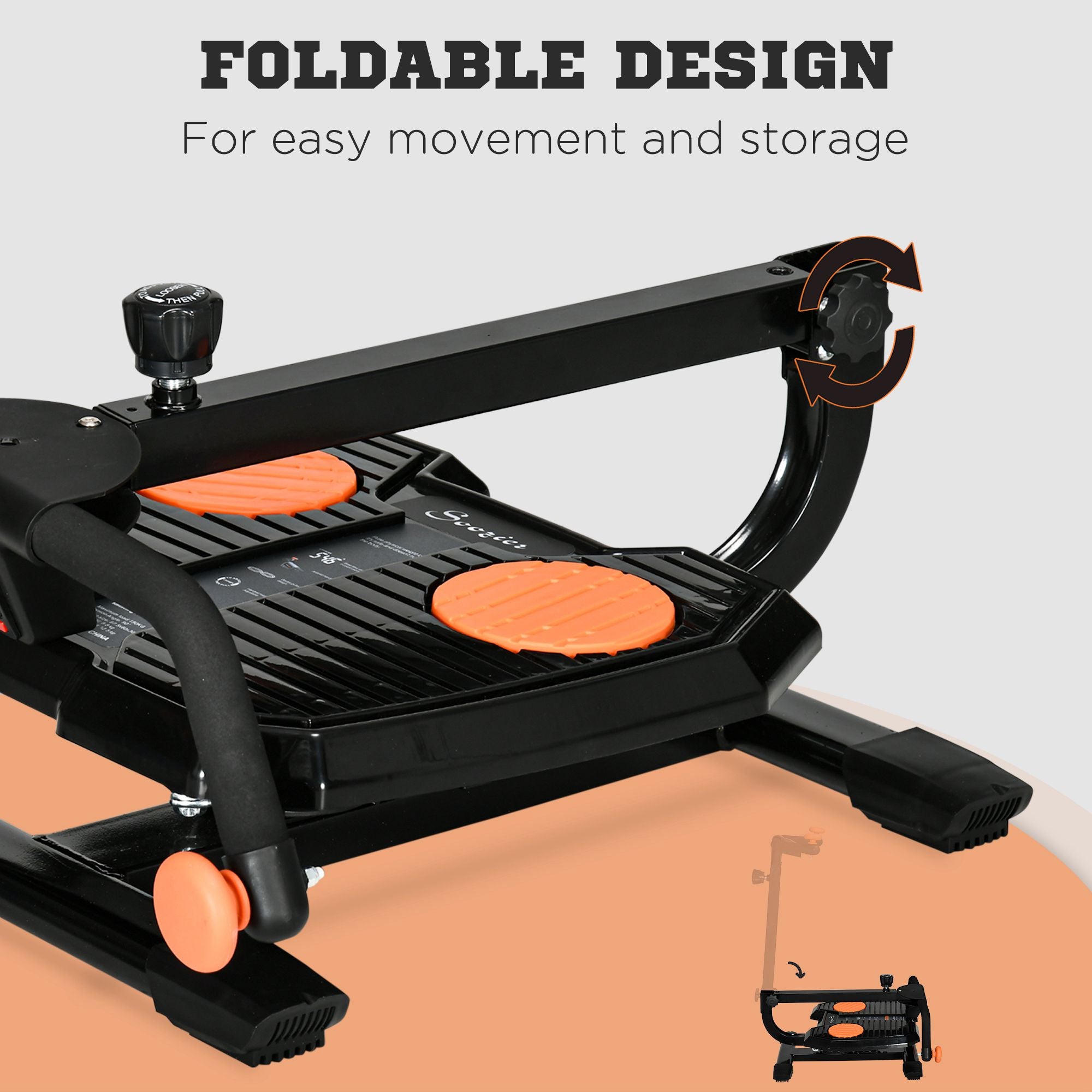Foldable Ab Twister Board for Waist Trimming with LCD Display, Ab Workout Equipment for Women and Men, Orange