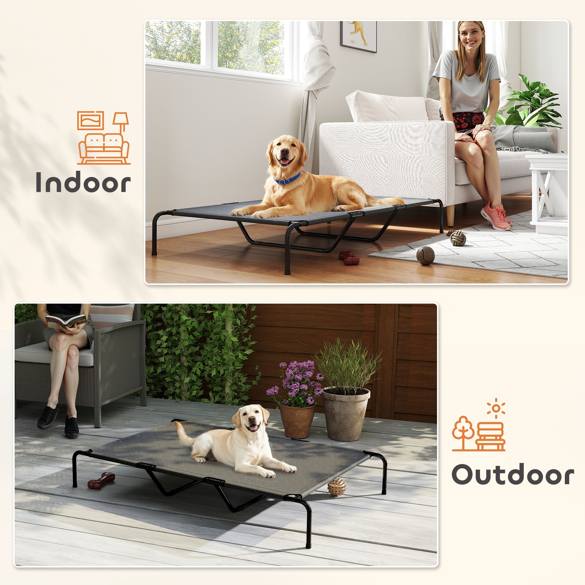 Elevated Dog Bed for Large Breeds Gray 60"L - Gray - Image 6