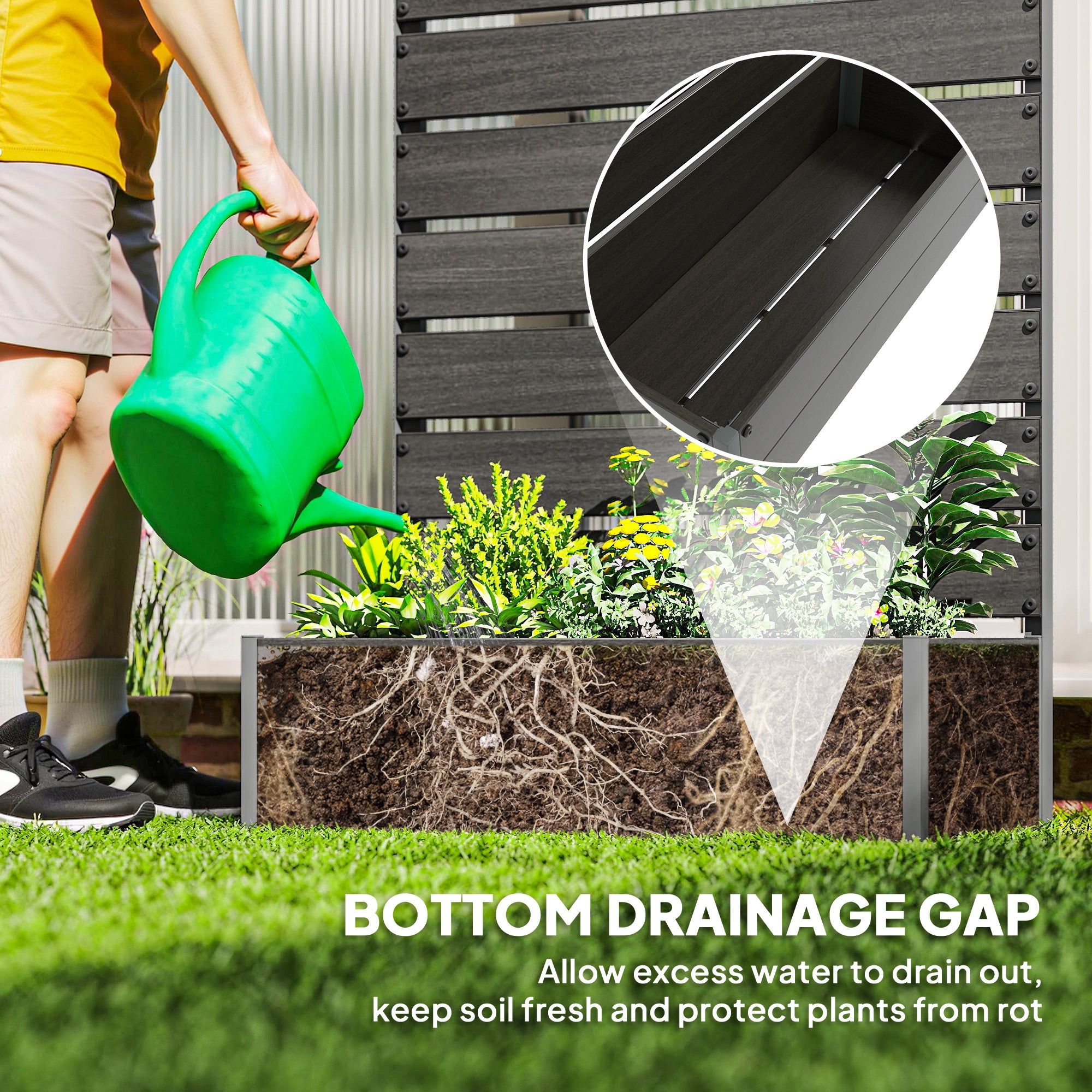 Trellis Planter for Climbing Plants, Raised Garden Bed with Trellis, Planter Box for Outdoor Garden, Black - Black - Image 7