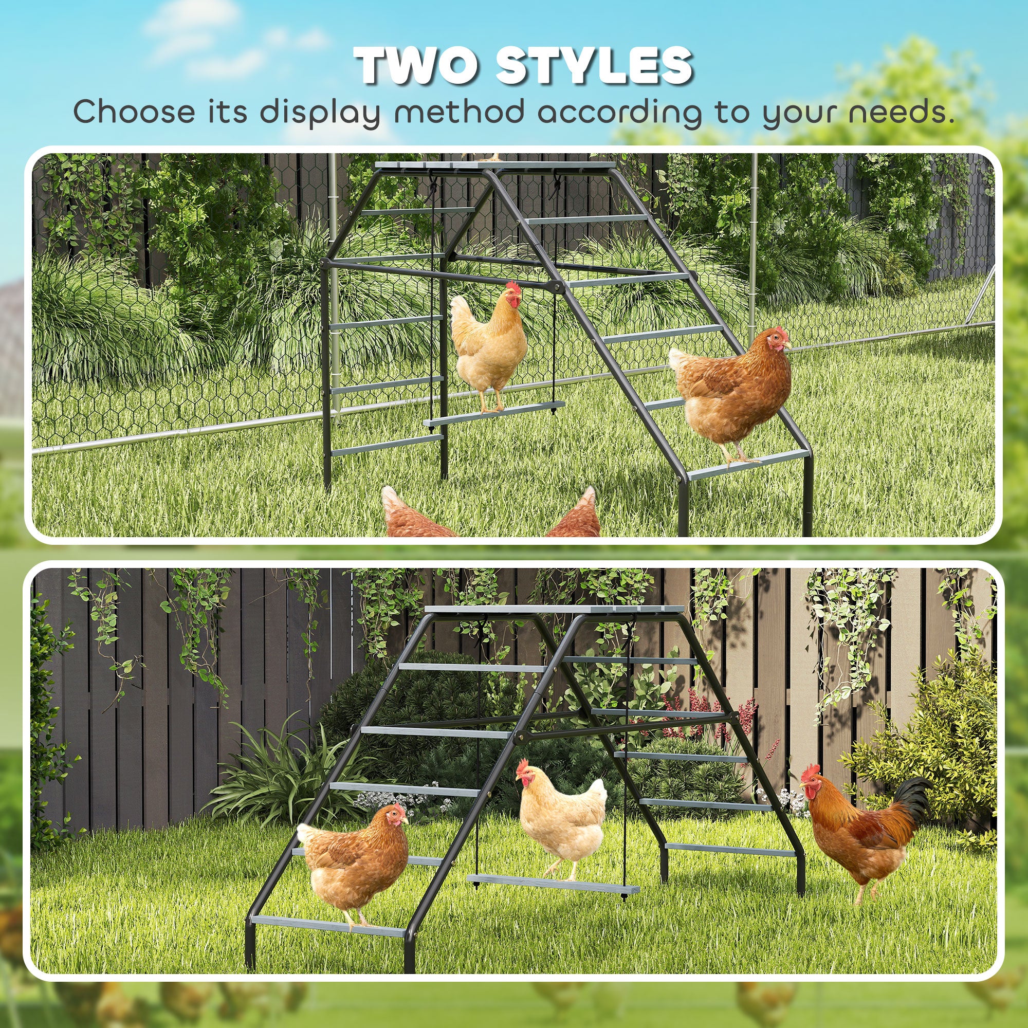 Chicken Coop Perches with Adjustable Swing, 10 Roosting Bars, for Backyard, Farm - Gray - Image 4