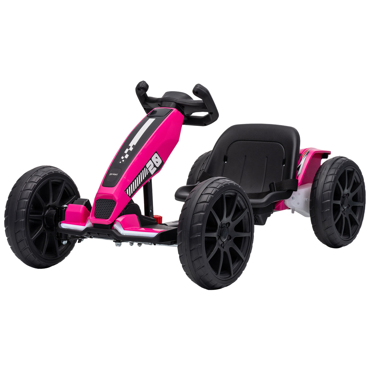 12V Electric Go Kart for Kids with Dual Motors, Adjustable Seat, Soft Start, LED Lights, EVA Wheels, for Age 3-6, Pink