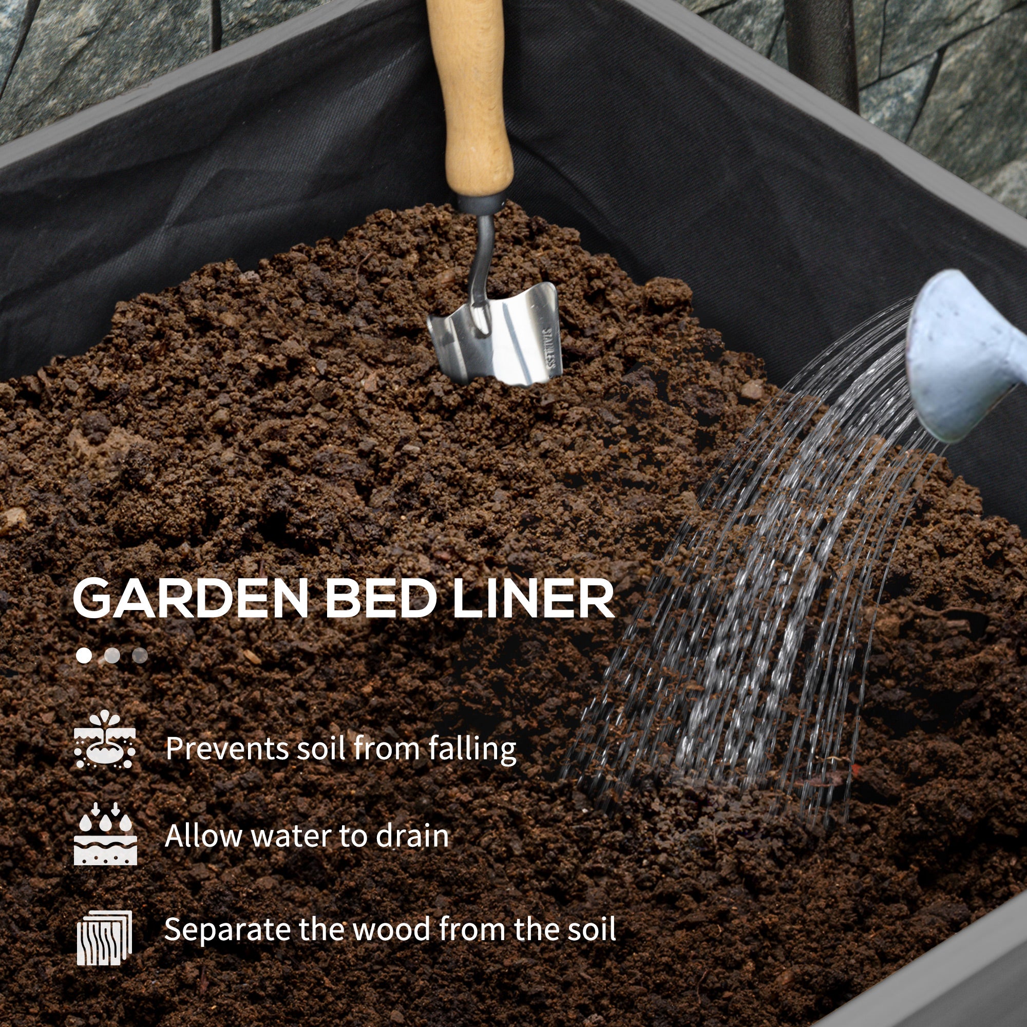Wooden Raised Garden Bed, Large Elevated Planter Box with Legs, Bed Liner and Drain Holes, 7.4' x 1.8' x 2.6', Gray - Gray - Image 5