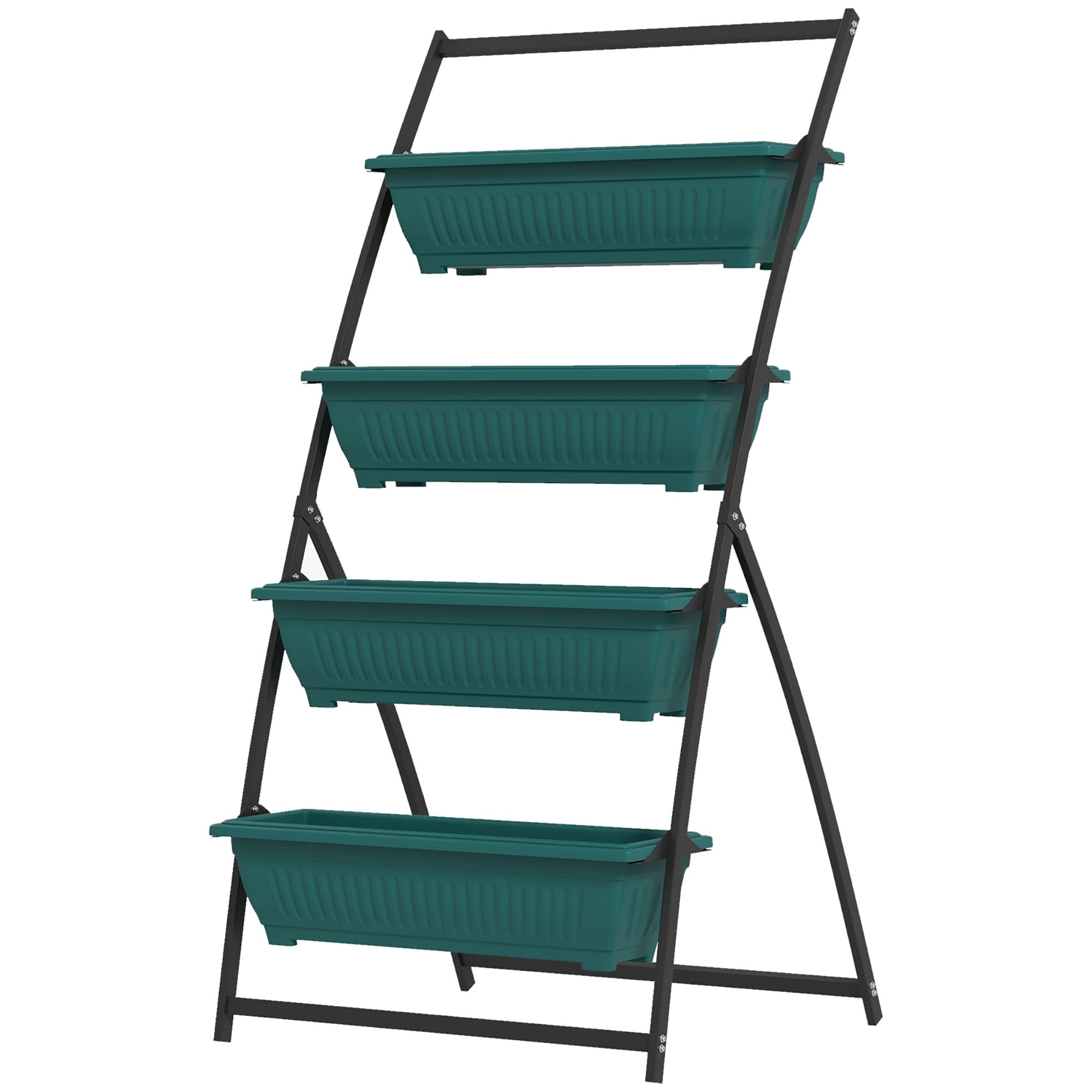 4-Tier Vertical Raised Garden Planter with 4 Boxes, Outdoor Plant Stand Grow Container for Vegetable & Flowers, Green - Green