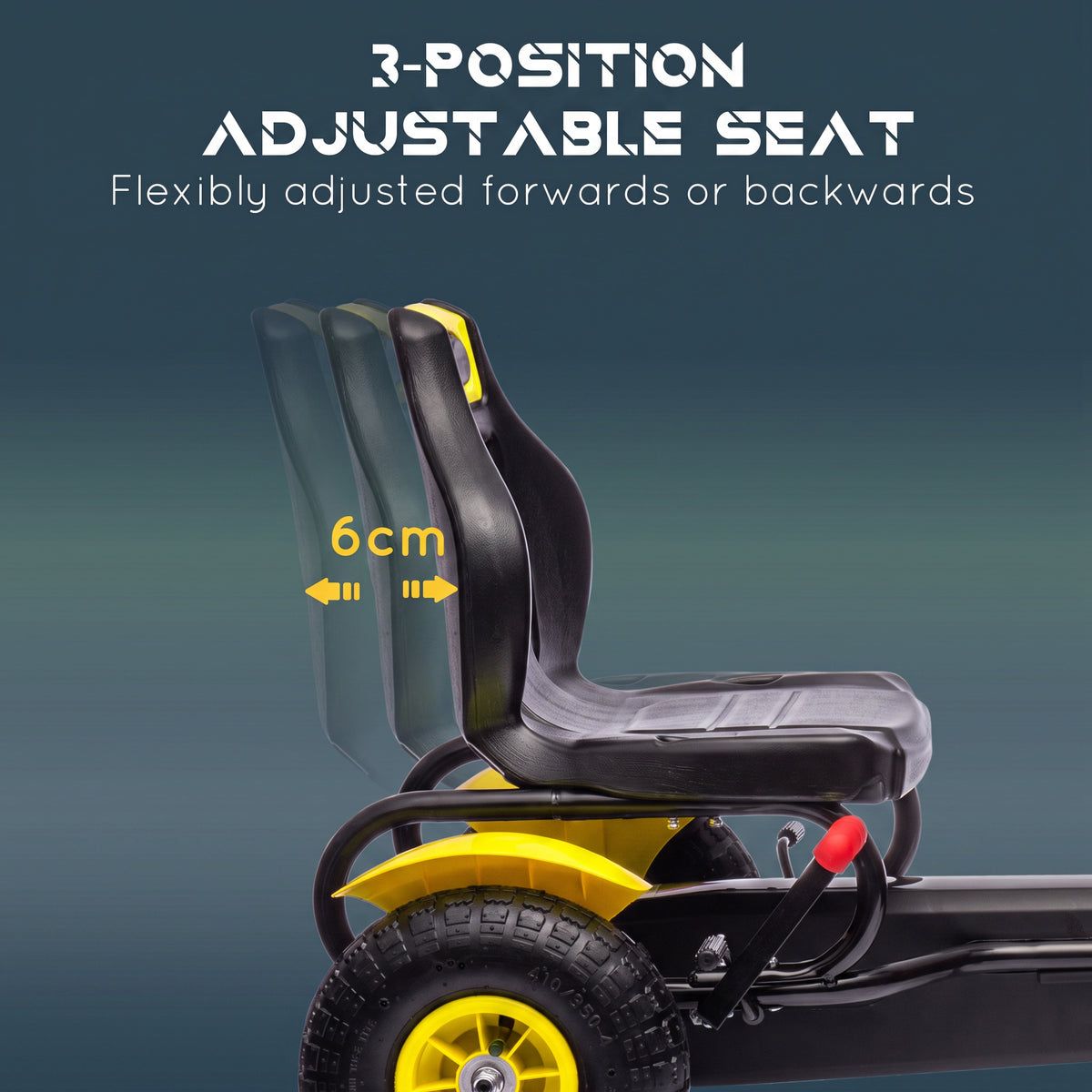 Kids Pedal Go Kart, Outdoor Ride on Toys with Adjustable Seat, Sharp Handling, Handbrake, 4 Non-Slip Rubber Wheels for Boys & Girls Aged 5-12 Years Old, Yellow