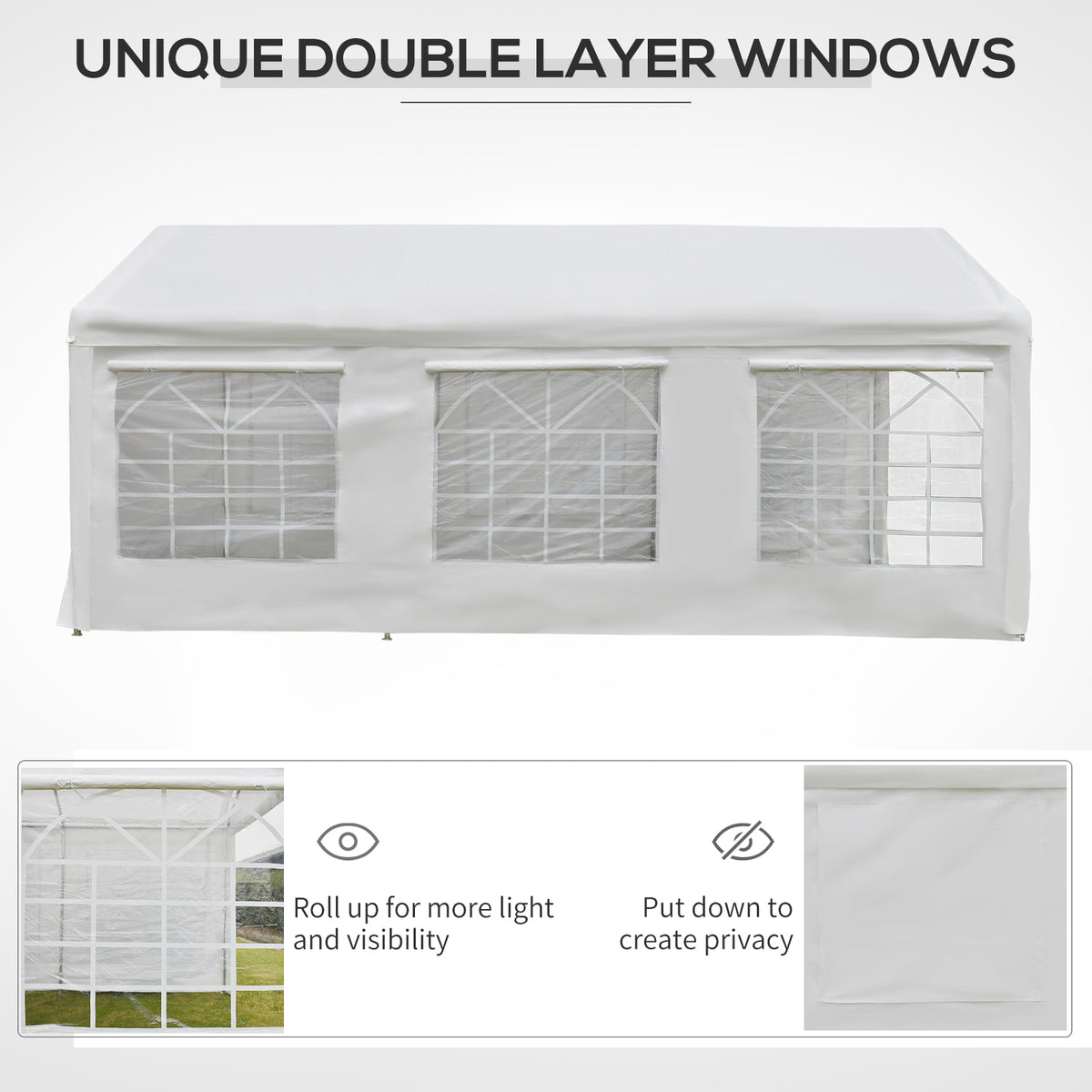10' x 20' Heavy Duty Party Tent & Carport with Removable Sidewalls and Double Doors, Large Canopy Tent, Sun Shade Shelter, for Parties, Wedding, Outdoor Events, BBQ, White