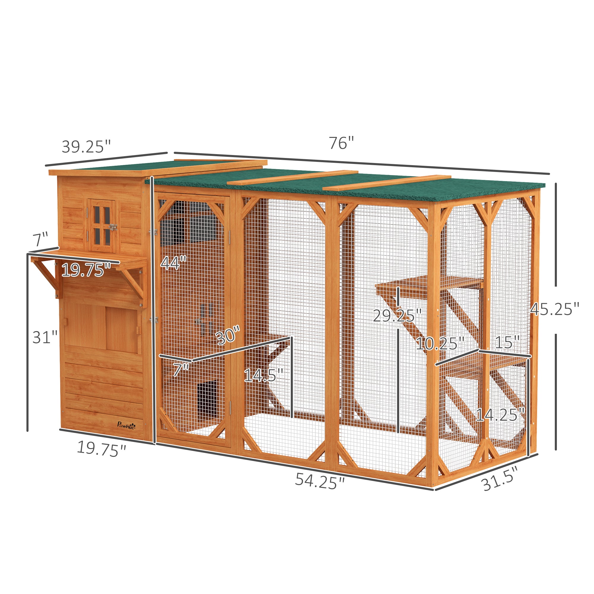 Large Outdoor Cat House for 3 Kitties, Multi-Level Design with Big Hiding Areas 2 Stories & Multiple Platforms Cat Condo - Orange - Image 3