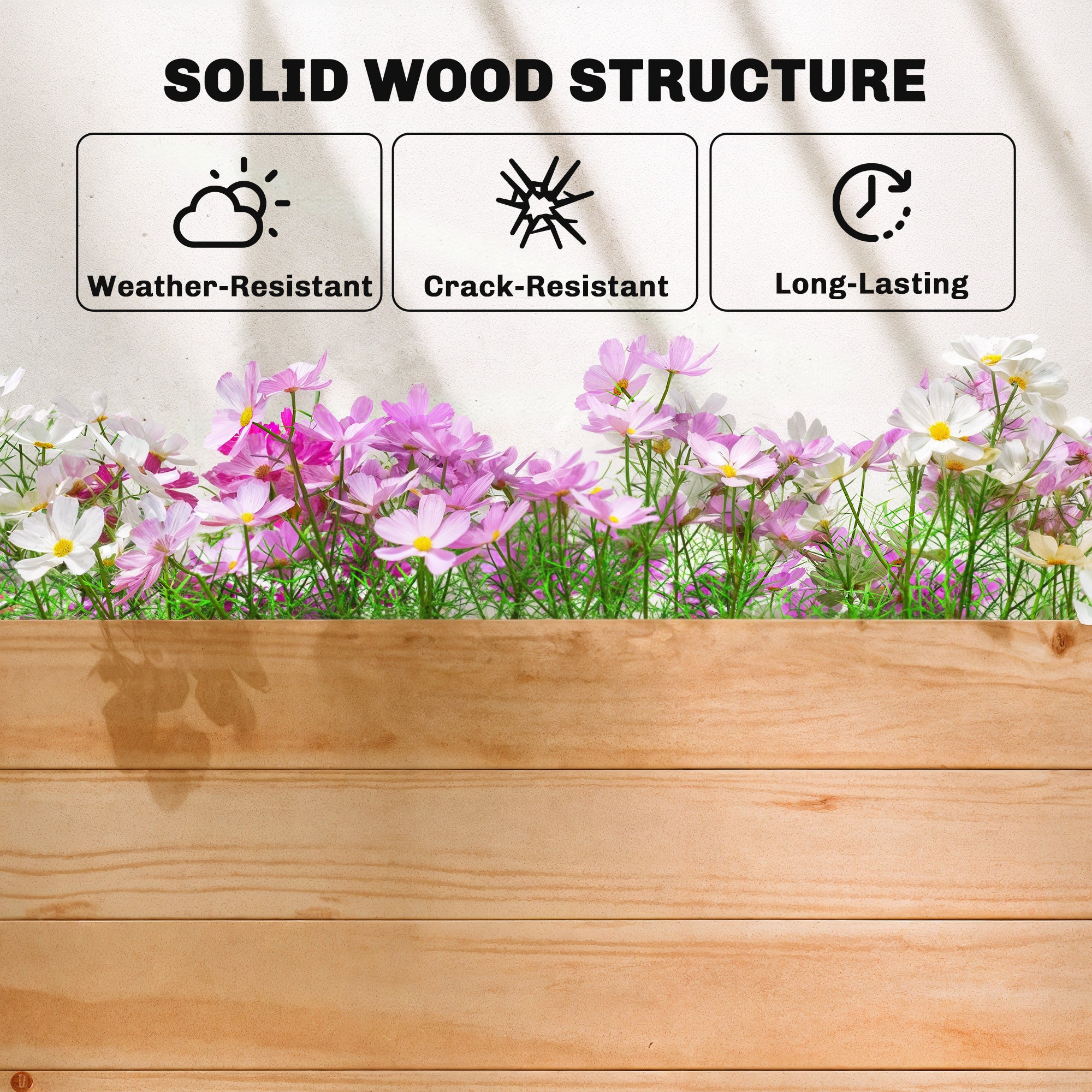 Wooden Planter Box with Trellis, Hanging Roof and Drainage Holes for Climbing Plants, Vegetables, Herbs and Flowers - Natural Wood - Image 7
