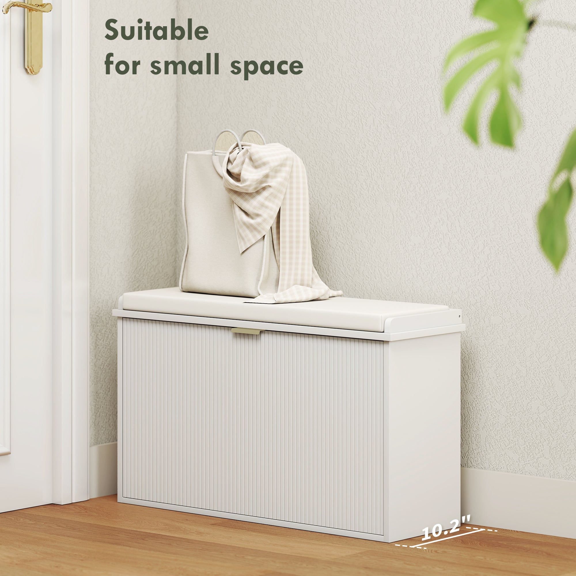 Shoe Storage Bench with Padded Seat Cushion and Flip-Drawer, Entryway Bench, Shoe Cabinet, 31.5x10.2x18.7 Inches, White
