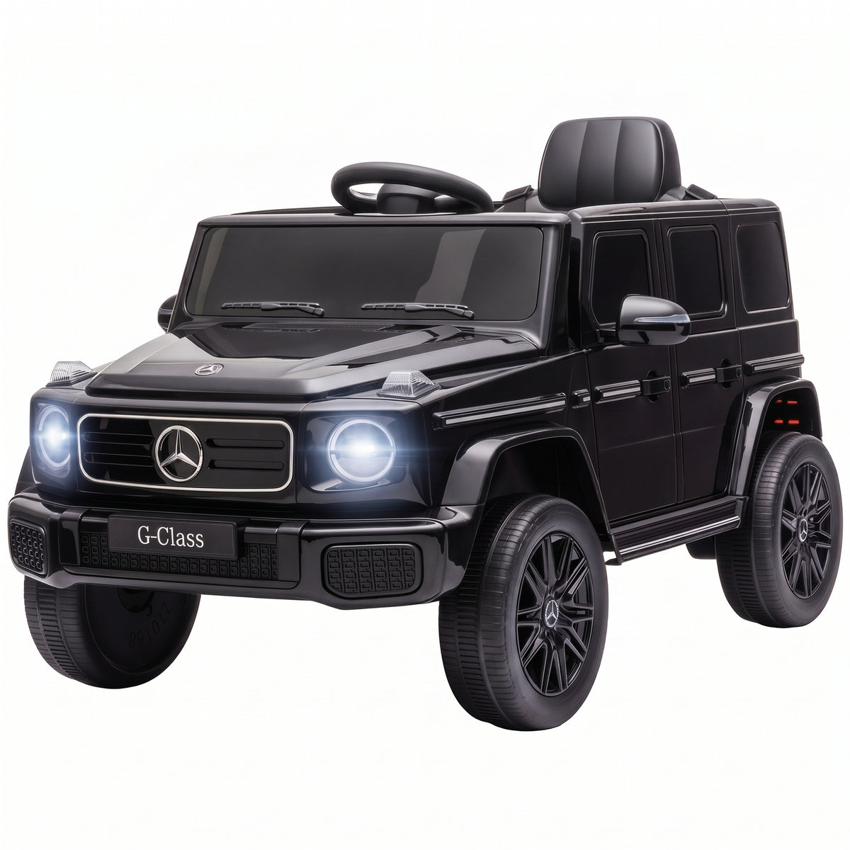 Licensed Mercedes-Benz G580 12V Kids Ride On Car with Remote, Soft Start, Headlights, Seat Belt, Music, USB, Horn, Black